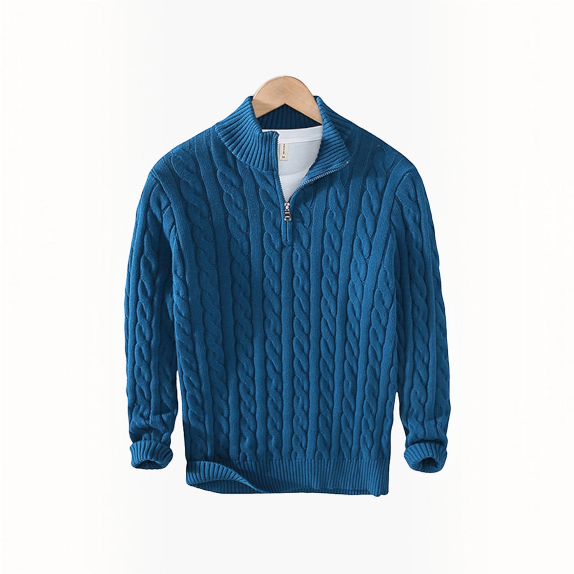 Tristan | Men's Cotton Cable Knit Sweater Half Zip Classic Fit