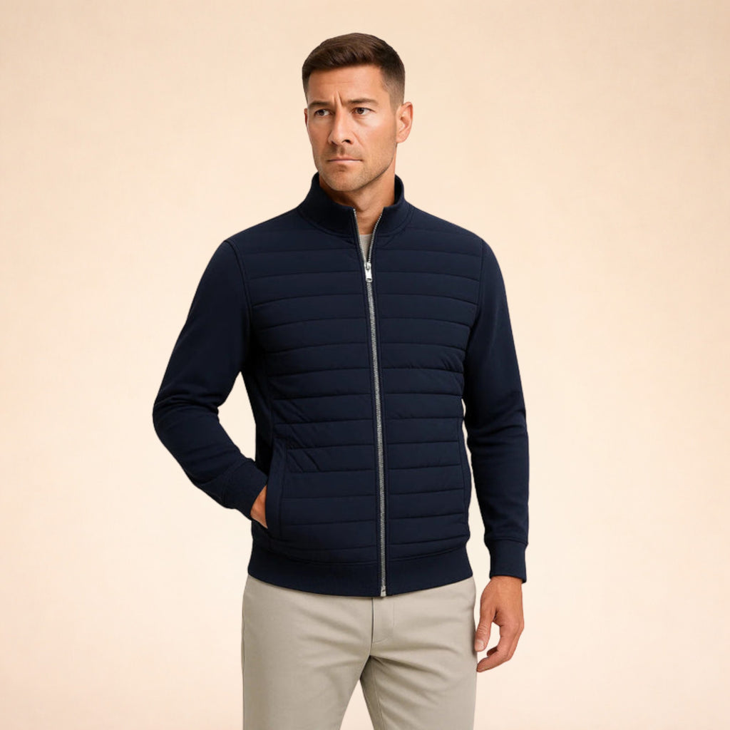 Ellmont London | Men's Warm Quilted Jacket with Stretch Knit Sleeves