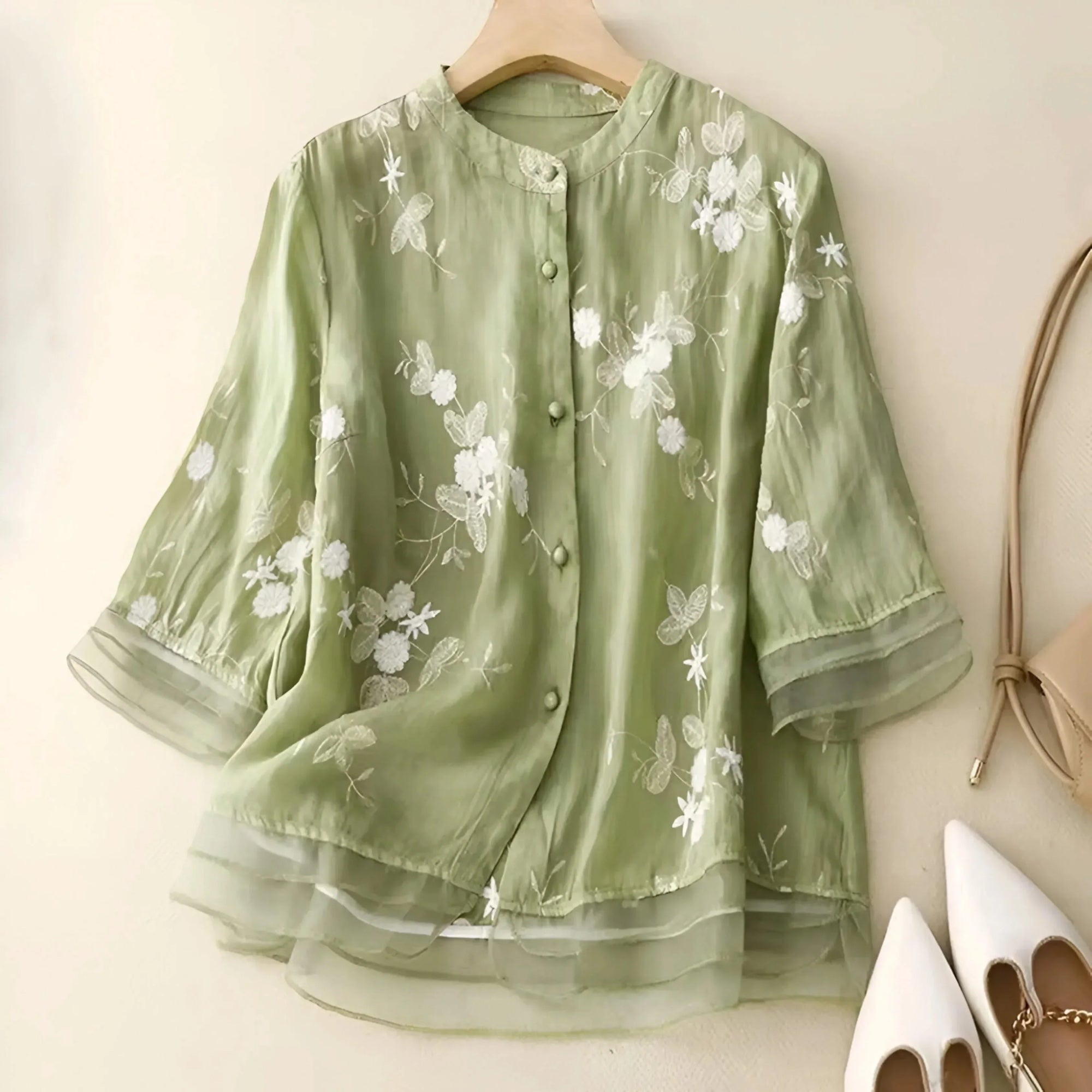 Ellmont London | Women's Relaxed Fit Cotton Summer Blouse with Embroidery