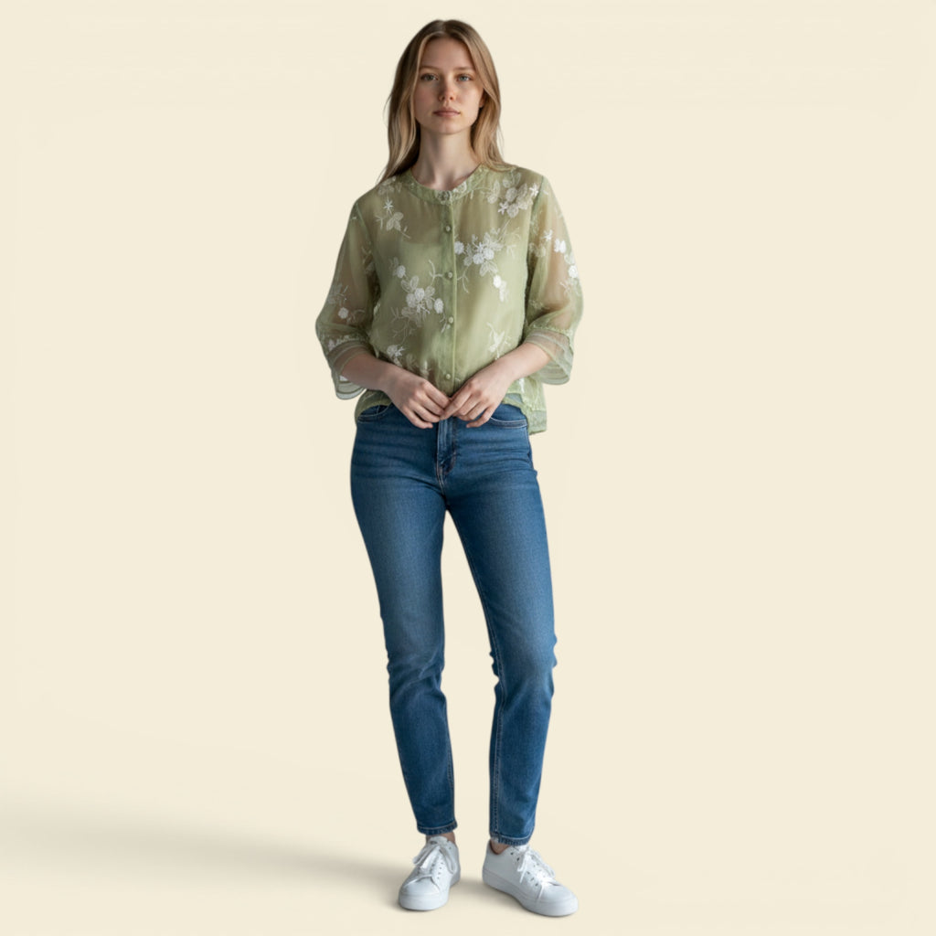 Ellmont London | Women's Relaxed Fit Cotton Summer Blouse with Embroidery