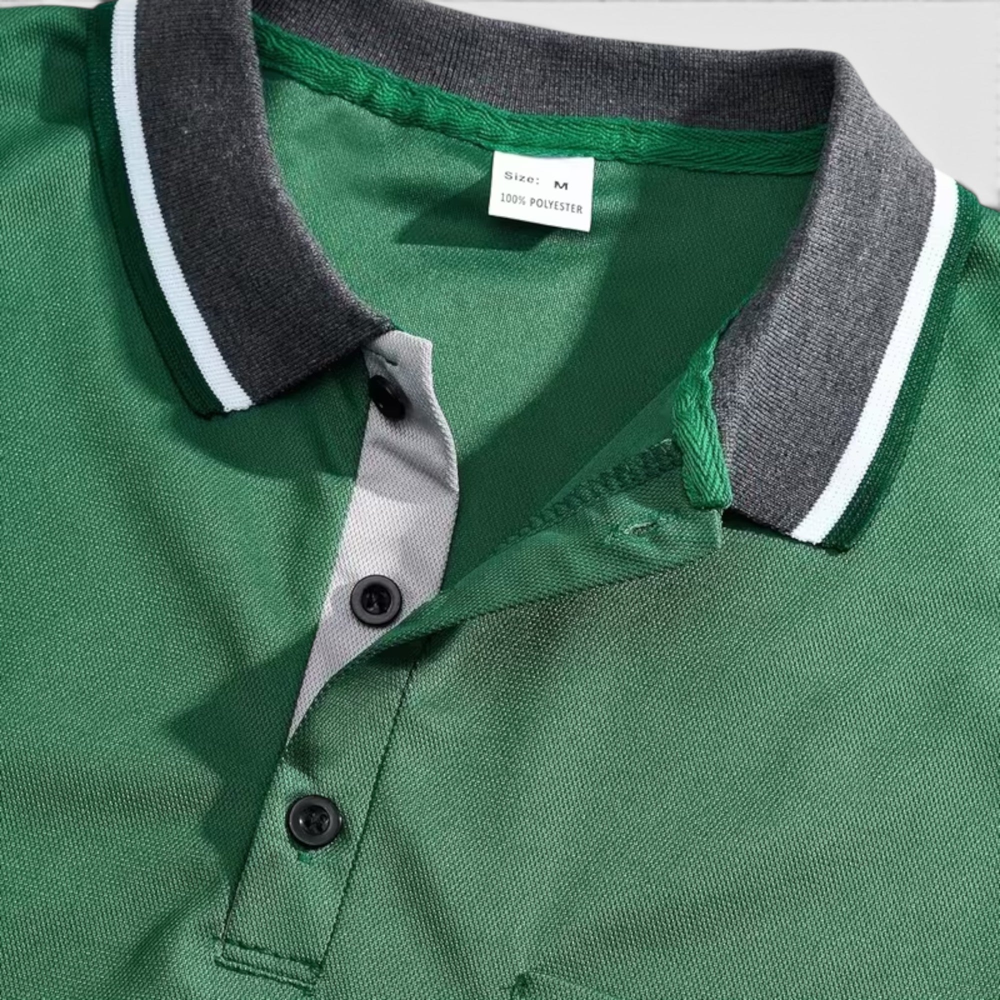 Ellmont London | Men's Long Sleeve Polo Shirt Contrast Collar Regular Fit Button Up