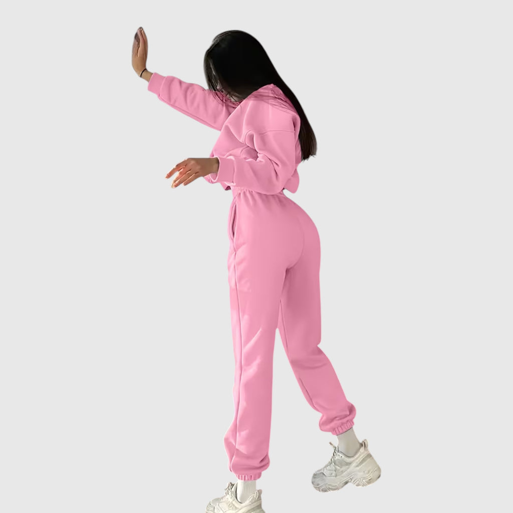 Hazel | Women's Loose Fit Embroidered Tracksuit Two-Piece Lounge Set