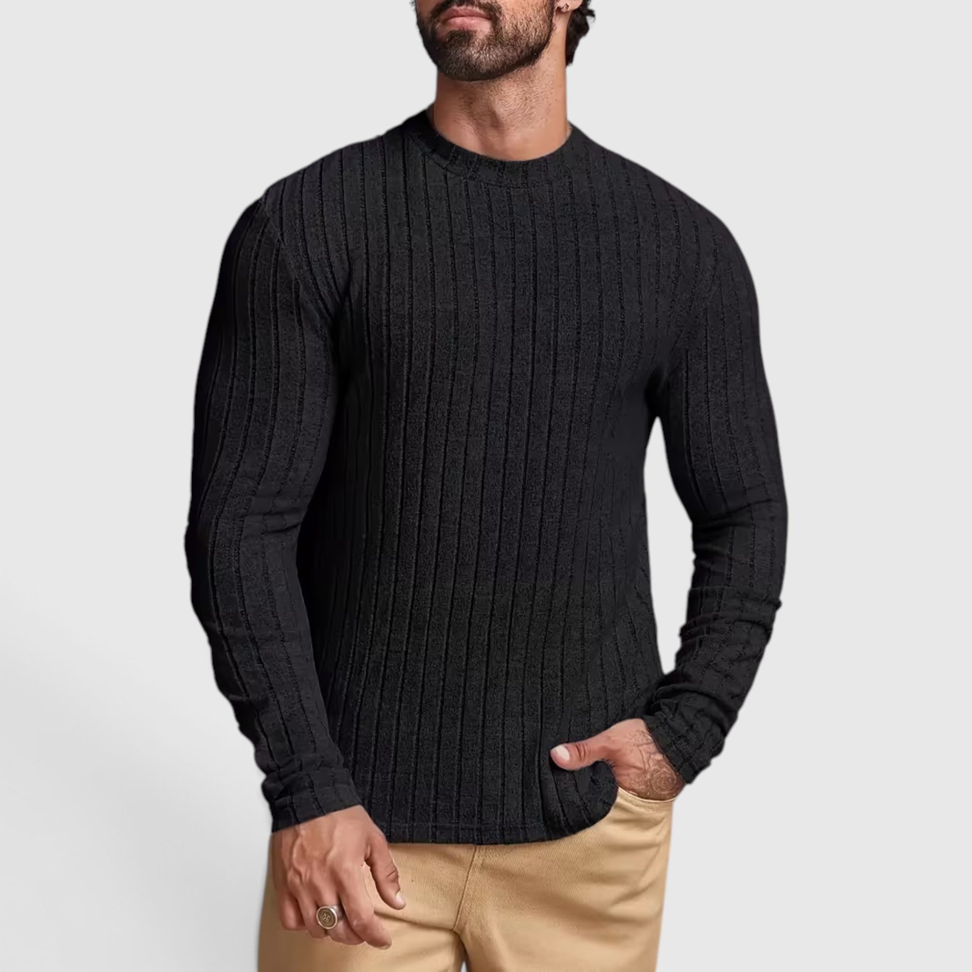 Peter | Men's Crewneck Sweater – High Stretch Knit Pullover Regular Fit