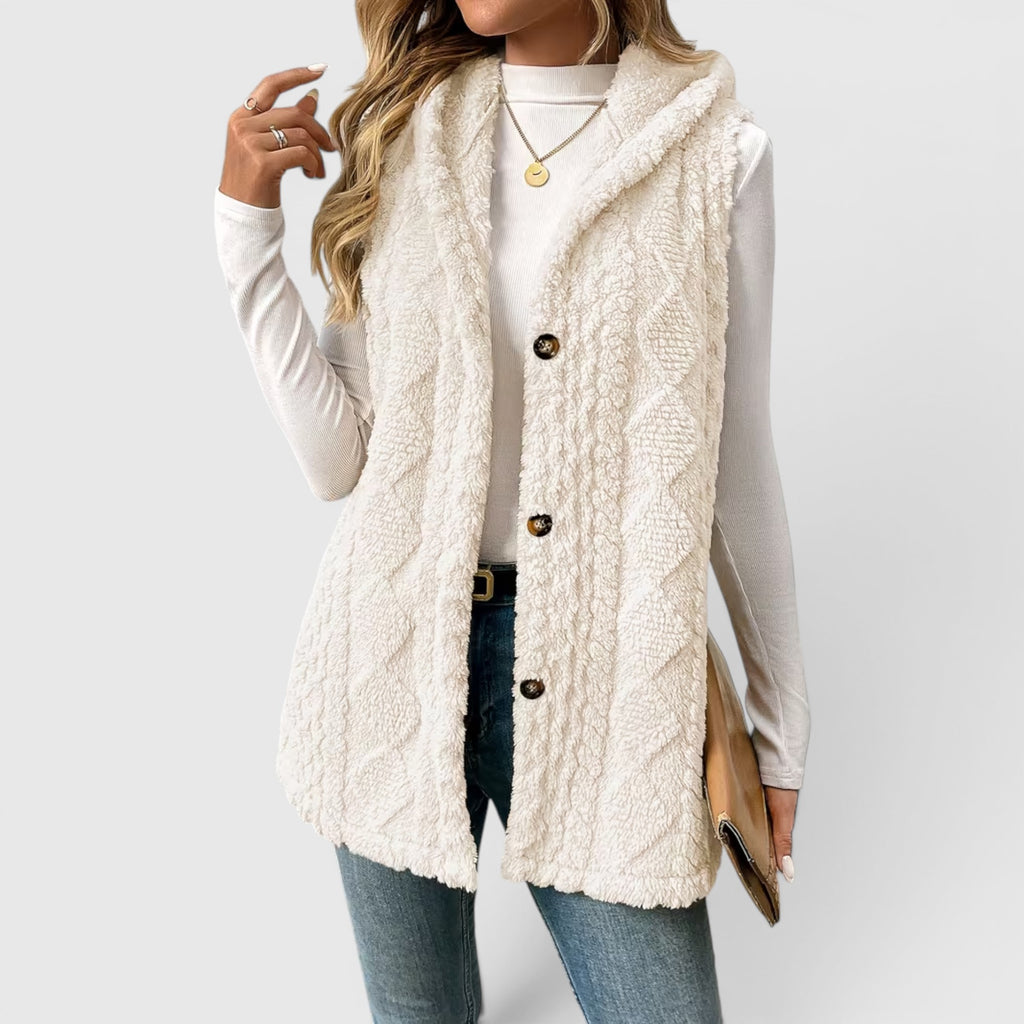 Ellmont London | Women's Warm Vest Button Front Hooded Outerwear