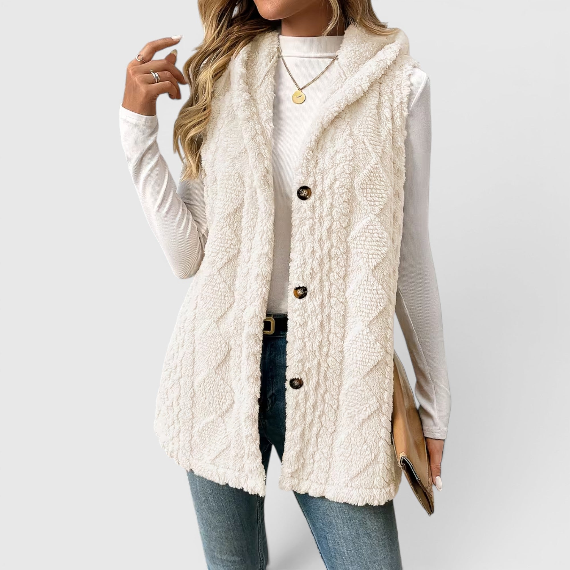 Ellmont London | Women's Warm Vest Button Front Hooded Outerwear