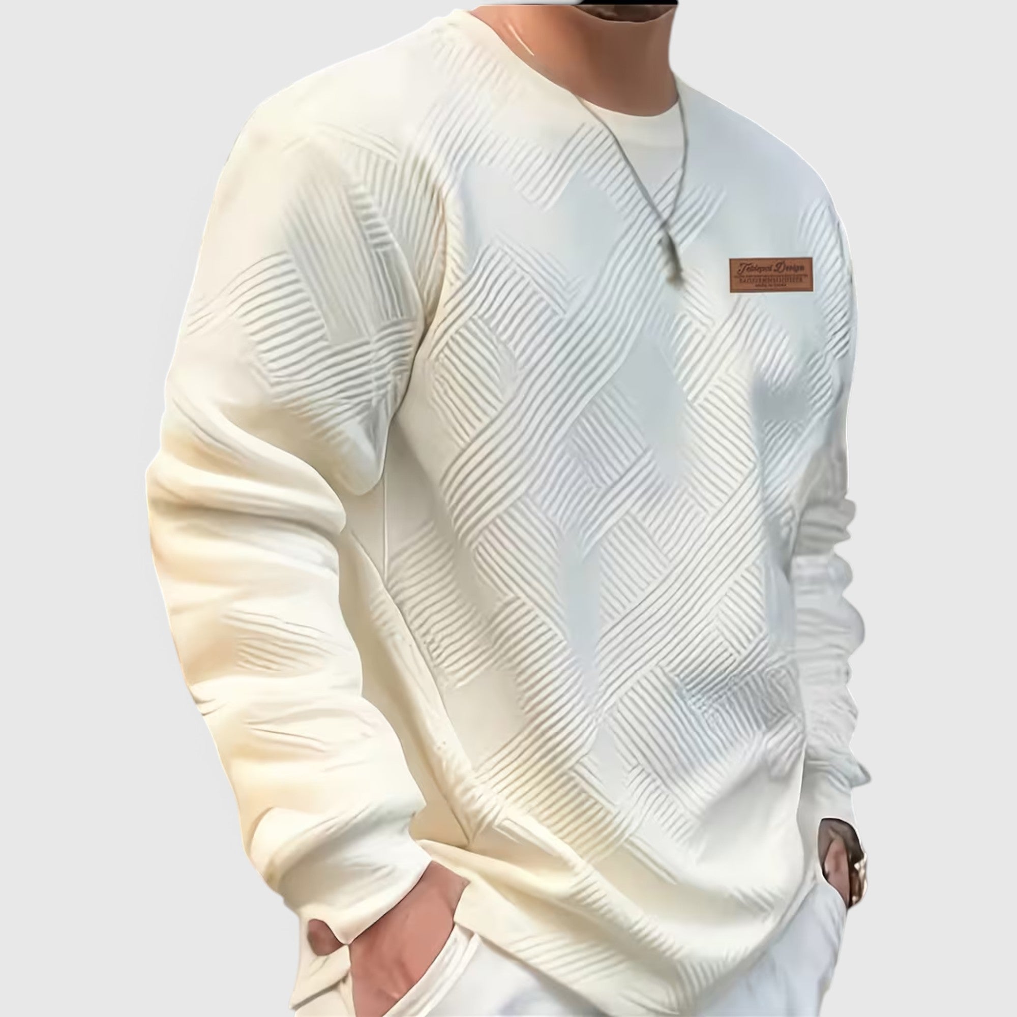 Nathan | Men's Casual Jacquard Sweatshirt – Long Sleeve Crew Neck Sweater