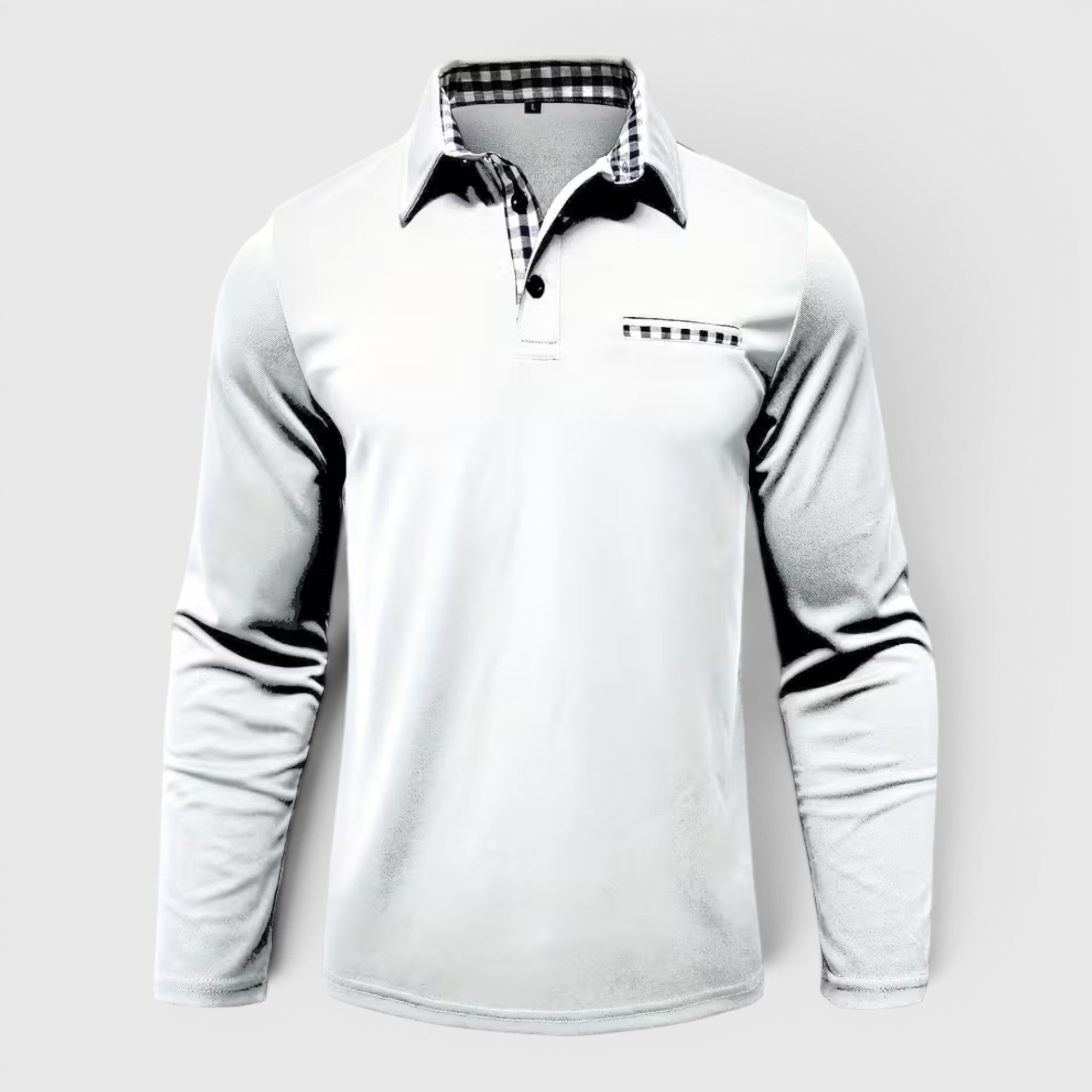 Ellmont London | Men's Polo Longsleeve V-Neck Sweater Quick-Dry Plaid Shirt