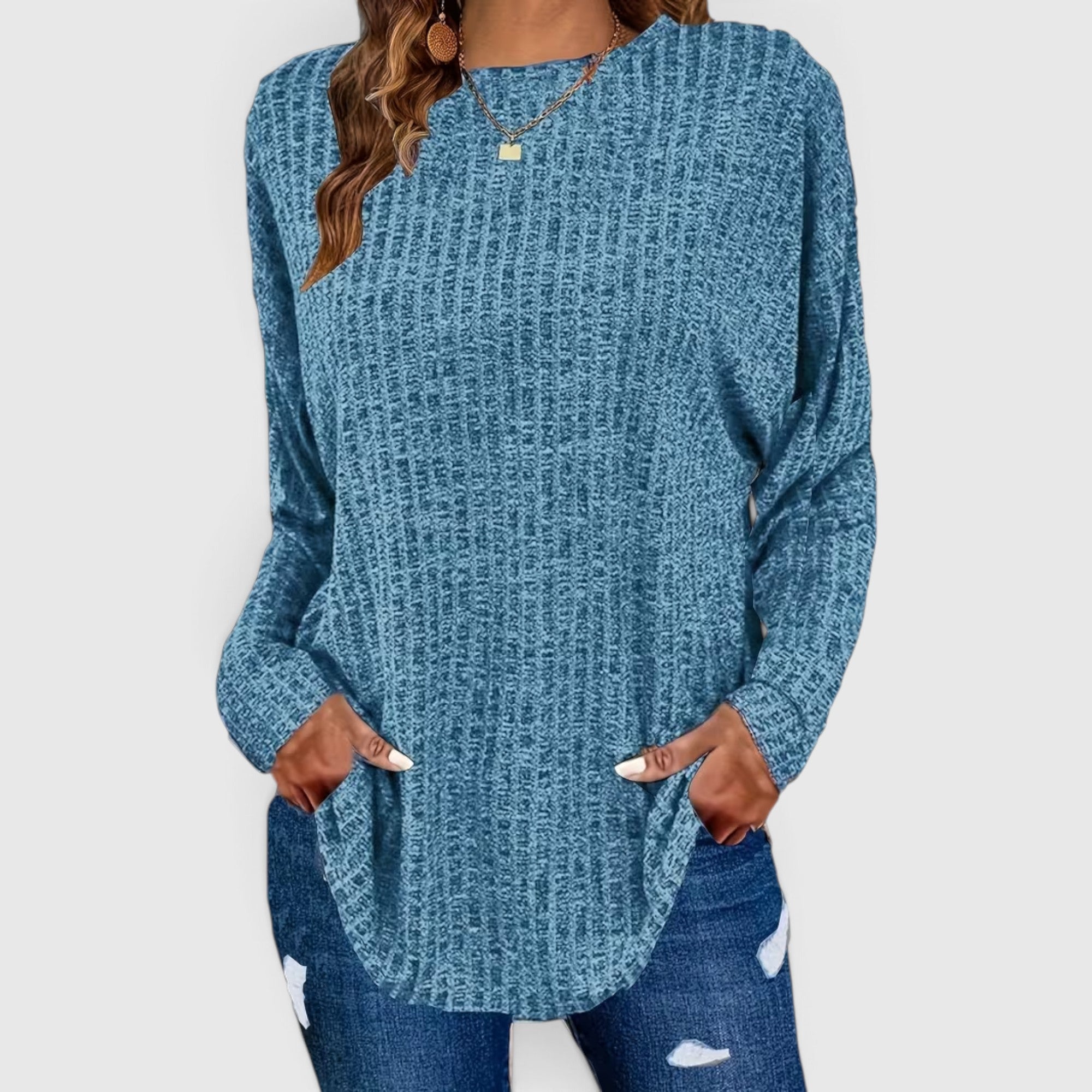 Lola | Women's Plus Size Crewneck Sweater – Relaxed Fit Long Sleeve Casual Top