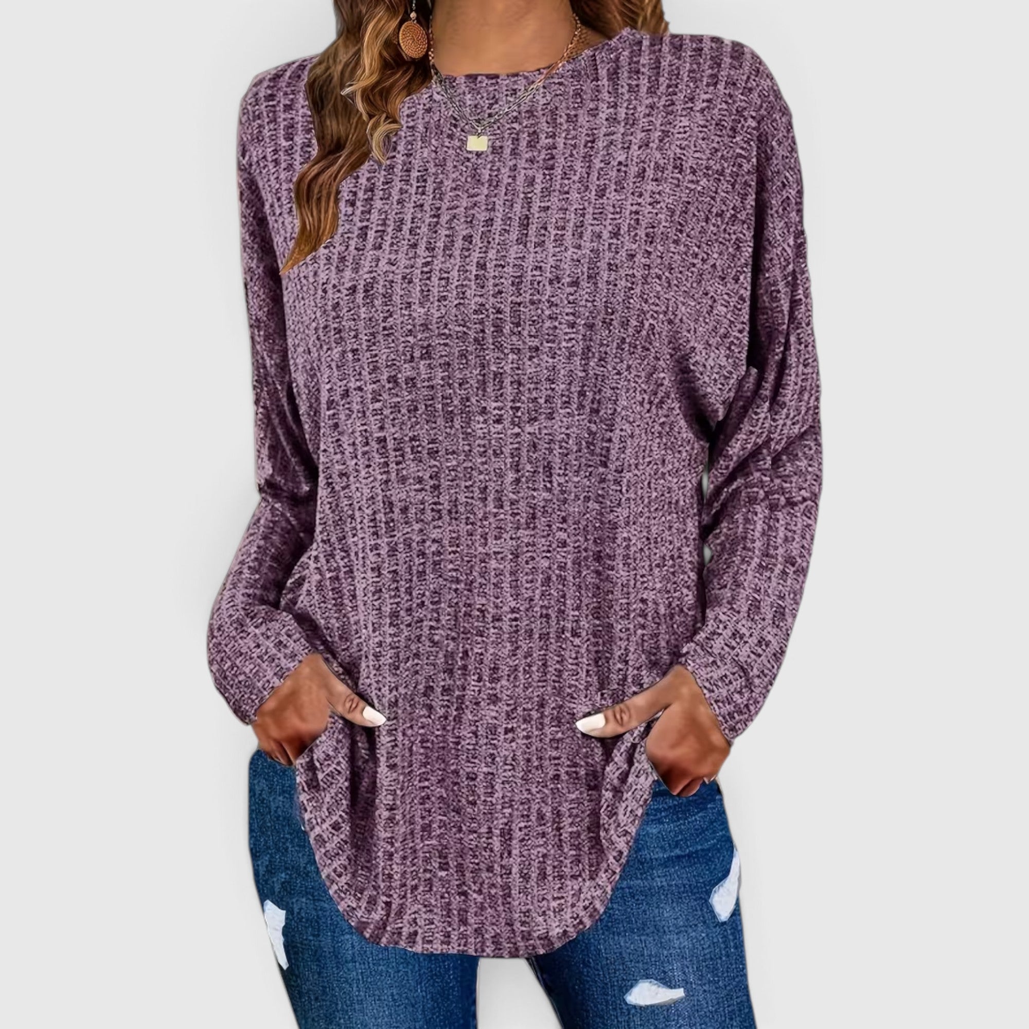 Lola | Women's Plus Size Crewneck Sweater – Relaxed Fit Long Sleeve Casual Top