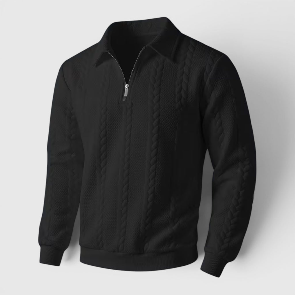 Ellmont London | Men's Long Sleeve Polo Textured Knit Regular Fit Sweatshirt