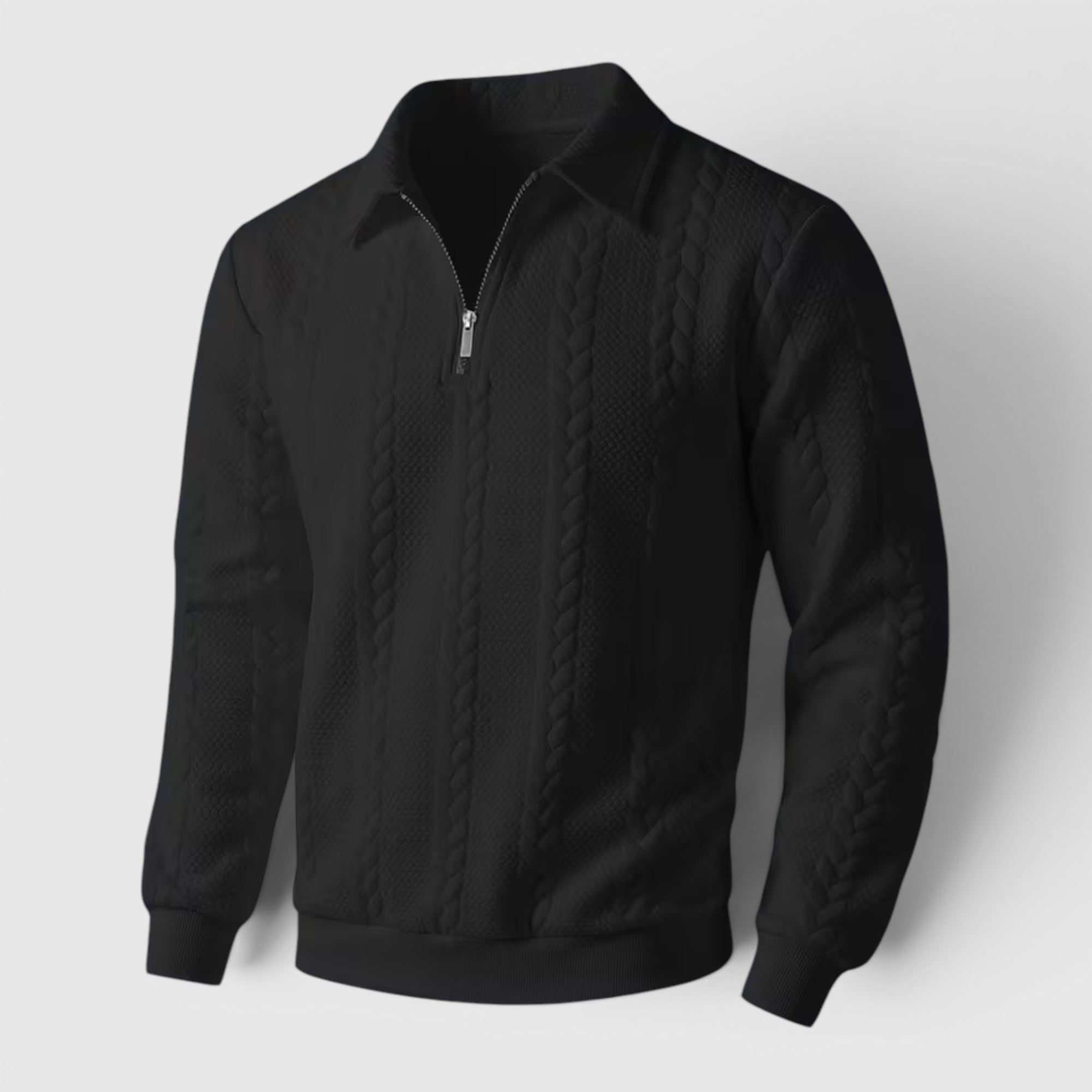 Ellmont London | Men's Long Sleeve Polo Textured Knit Regular Fit Sweatshirt
