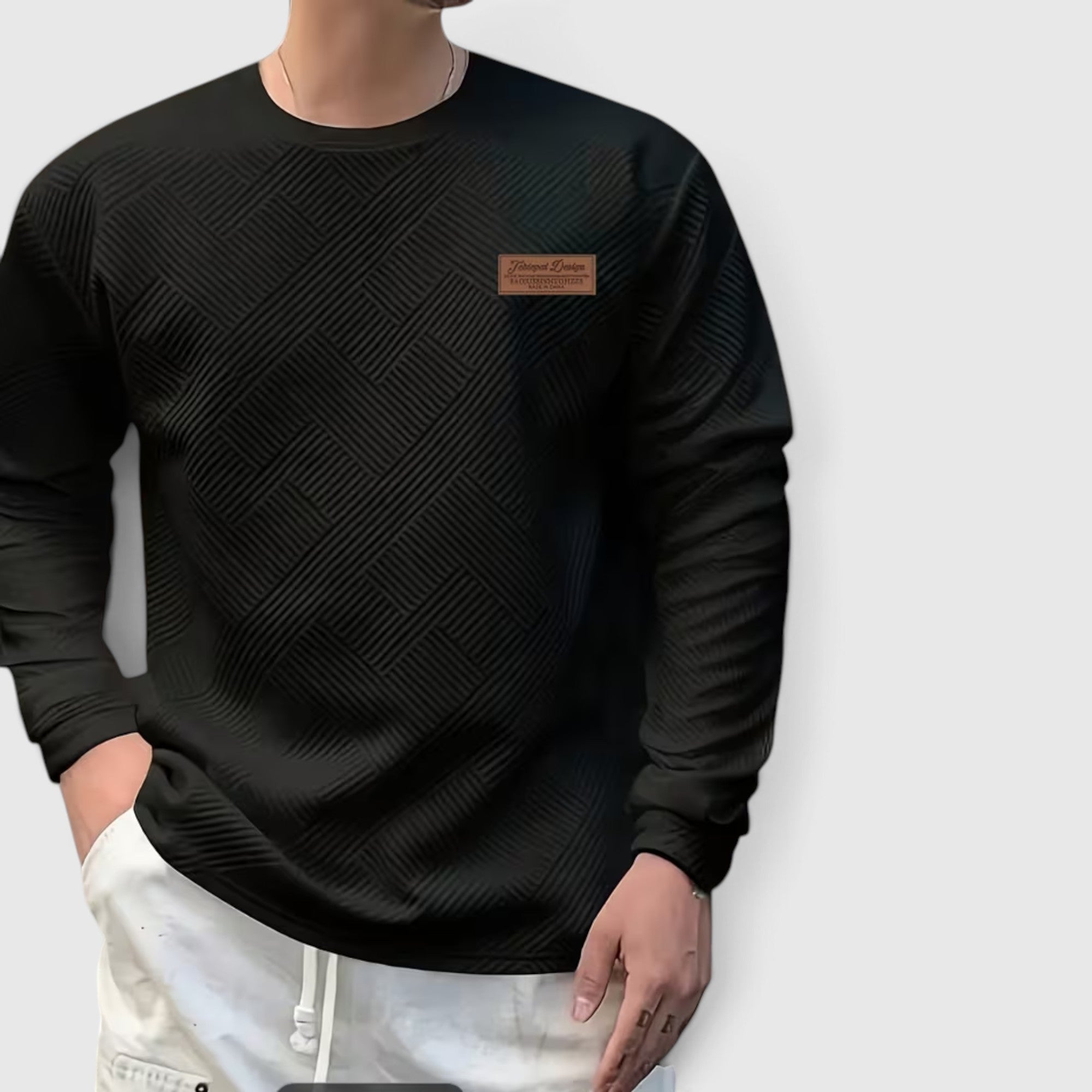 Nathan | Men's Casual Jacquard Sweatshirt – Long Sleeve Crew Neck Sweater
