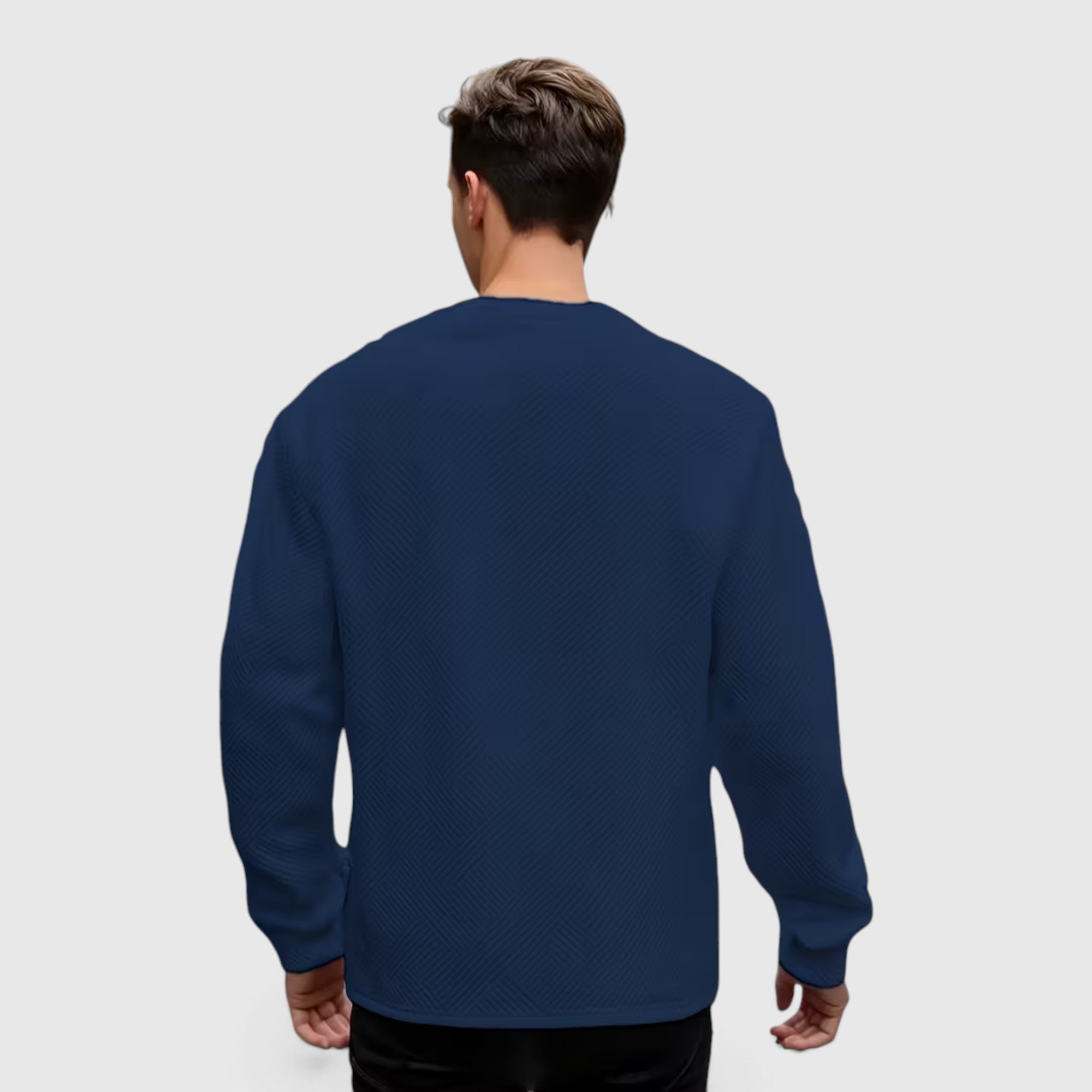 Nathan | Men's Casual Jacquard Sweatshirt – Long Sleeve Crew Neck Sweater