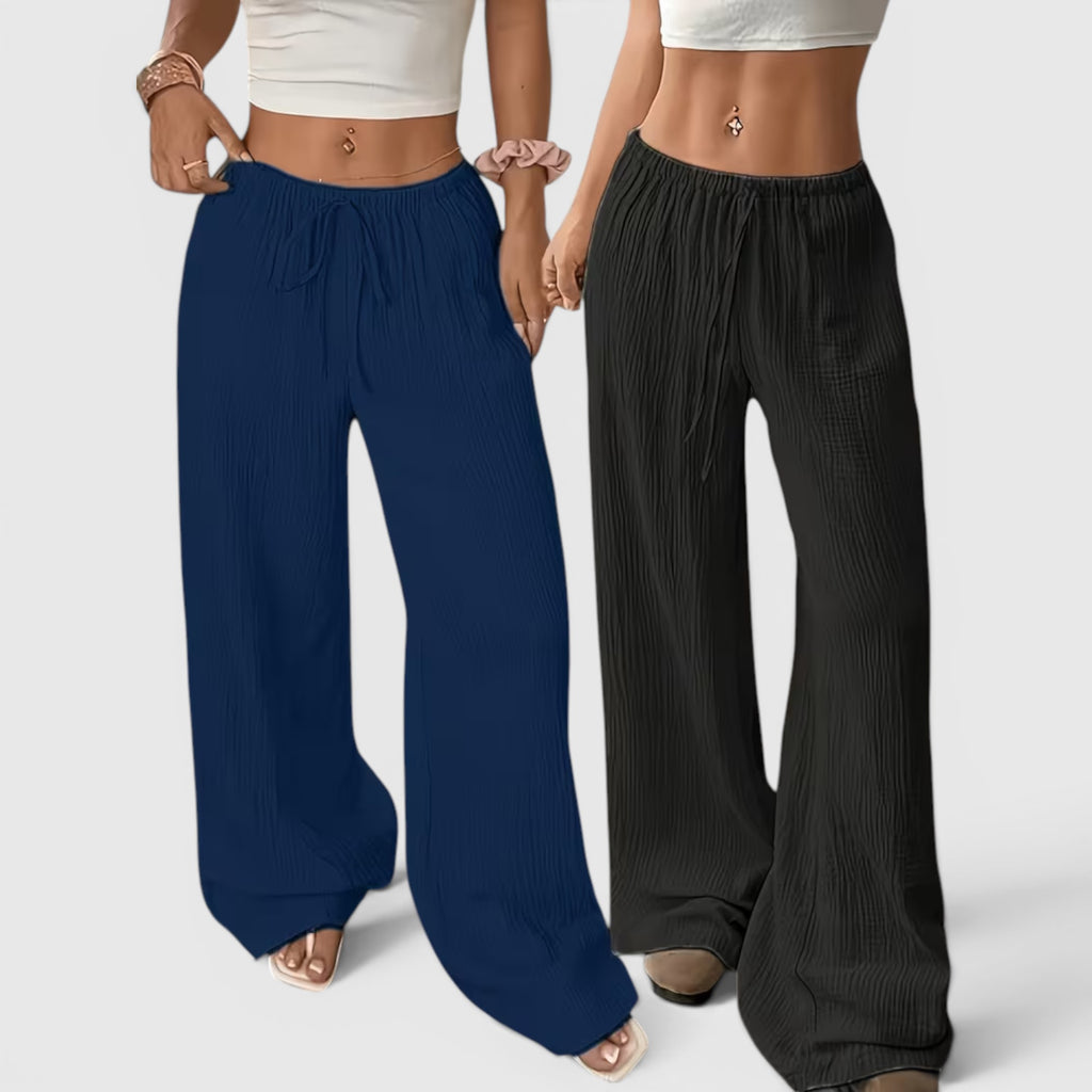 Greta | Women's Loose Straight Leg Trouser Set Lightweight Casual Outfit