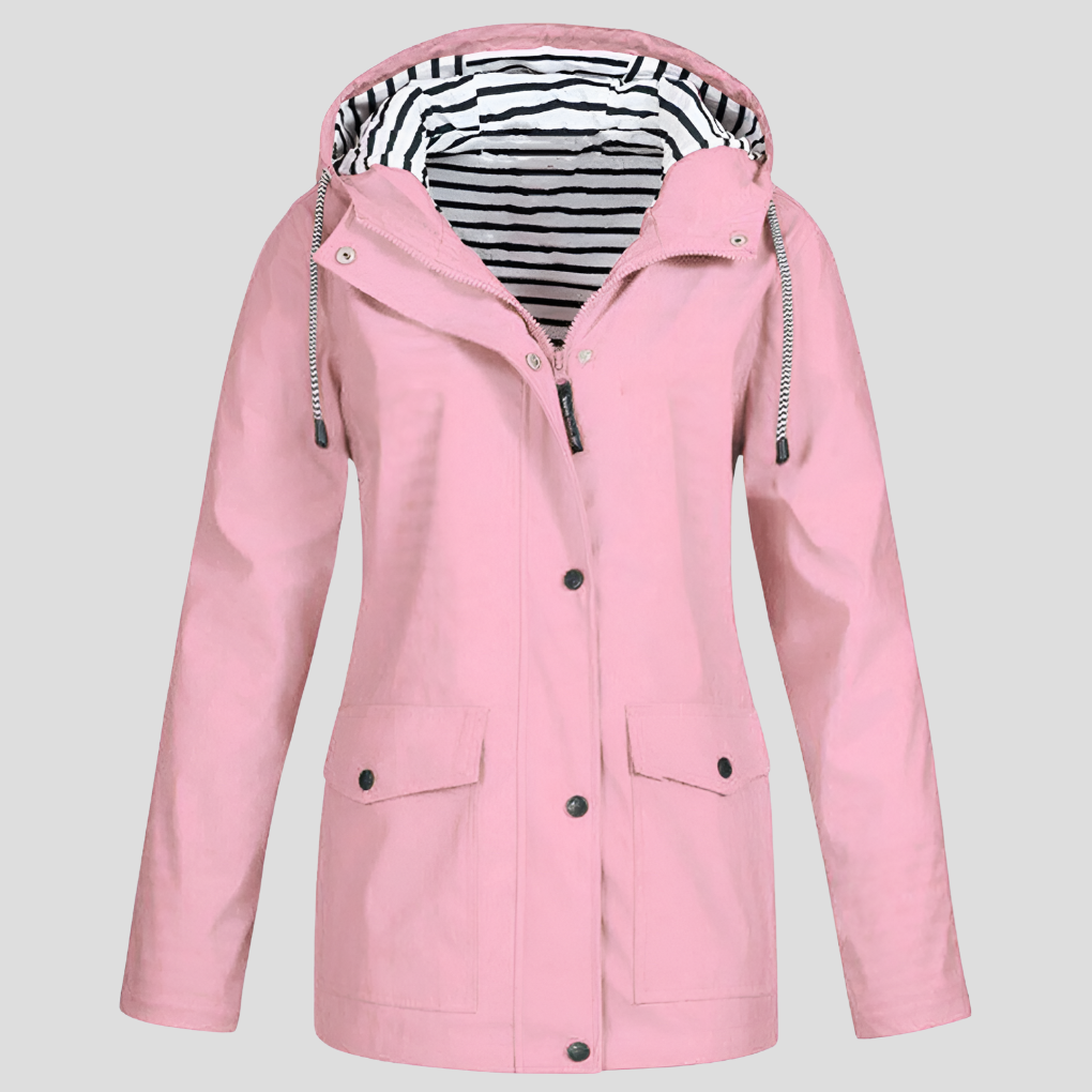 Women's Waterproof Hooded Jacket – Water-Resistant and Windproof