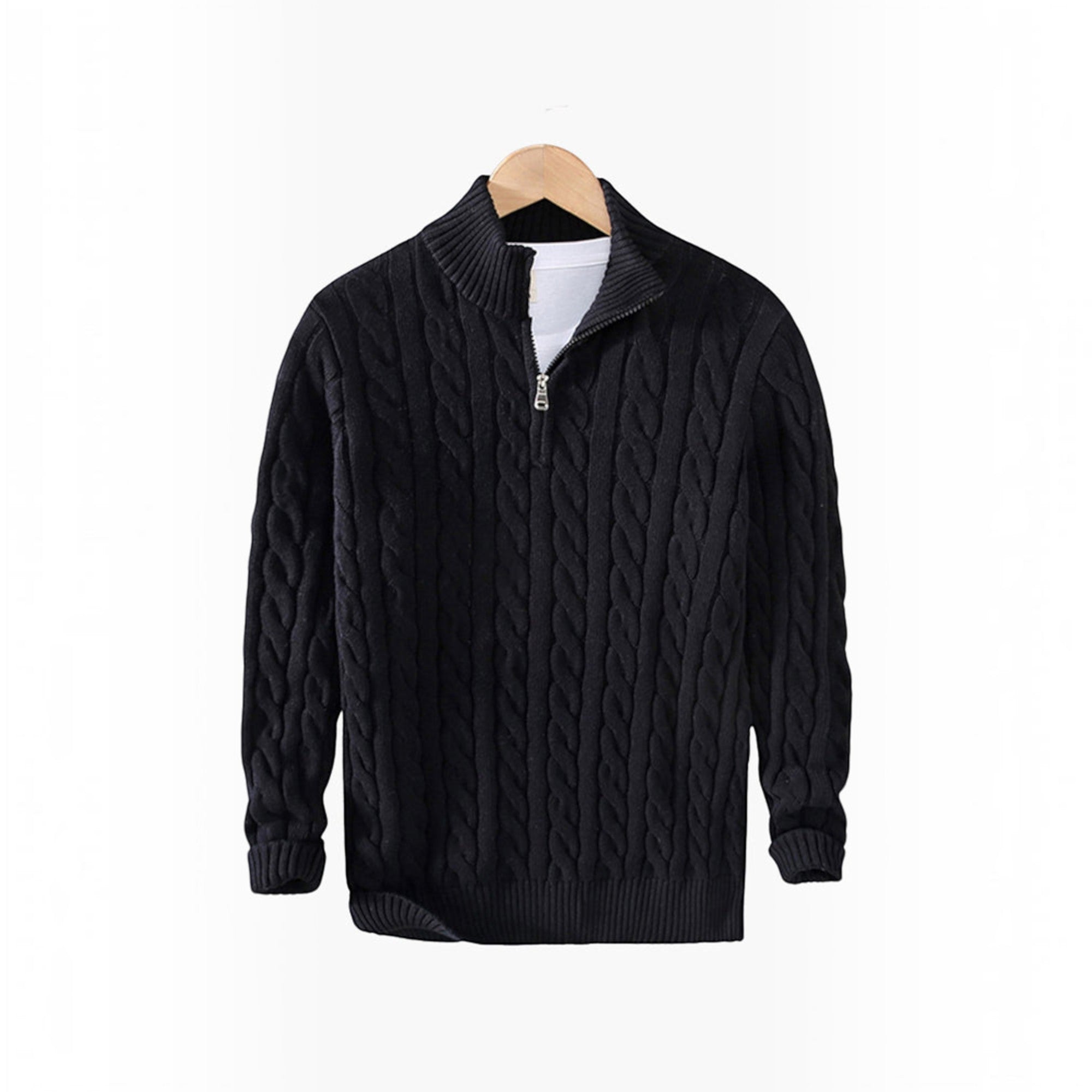 Tristan | Men's Cotton Cable Knit Sweater Half Zip Classic Fit