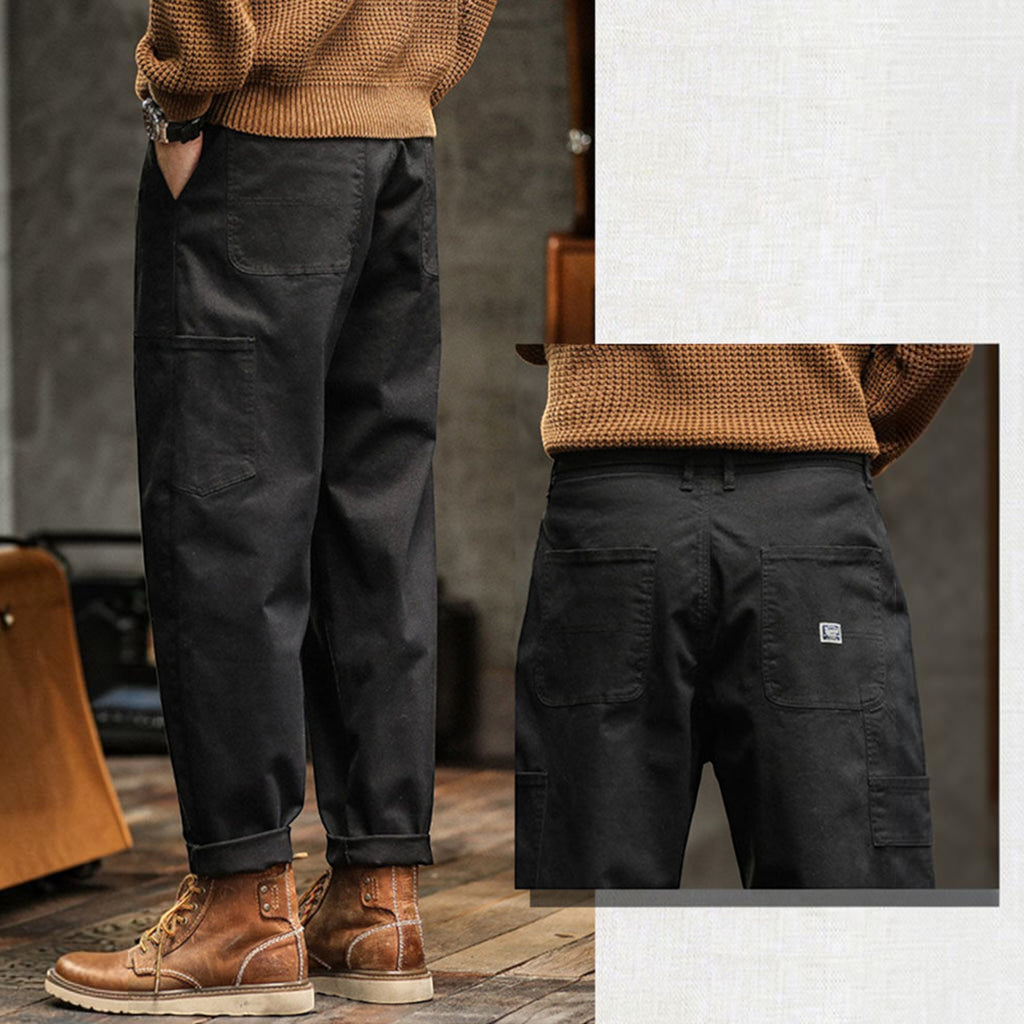 Hugo | Men's Cotton Cargo Pants Multi-Pocket Relaxed Work Casual Pants