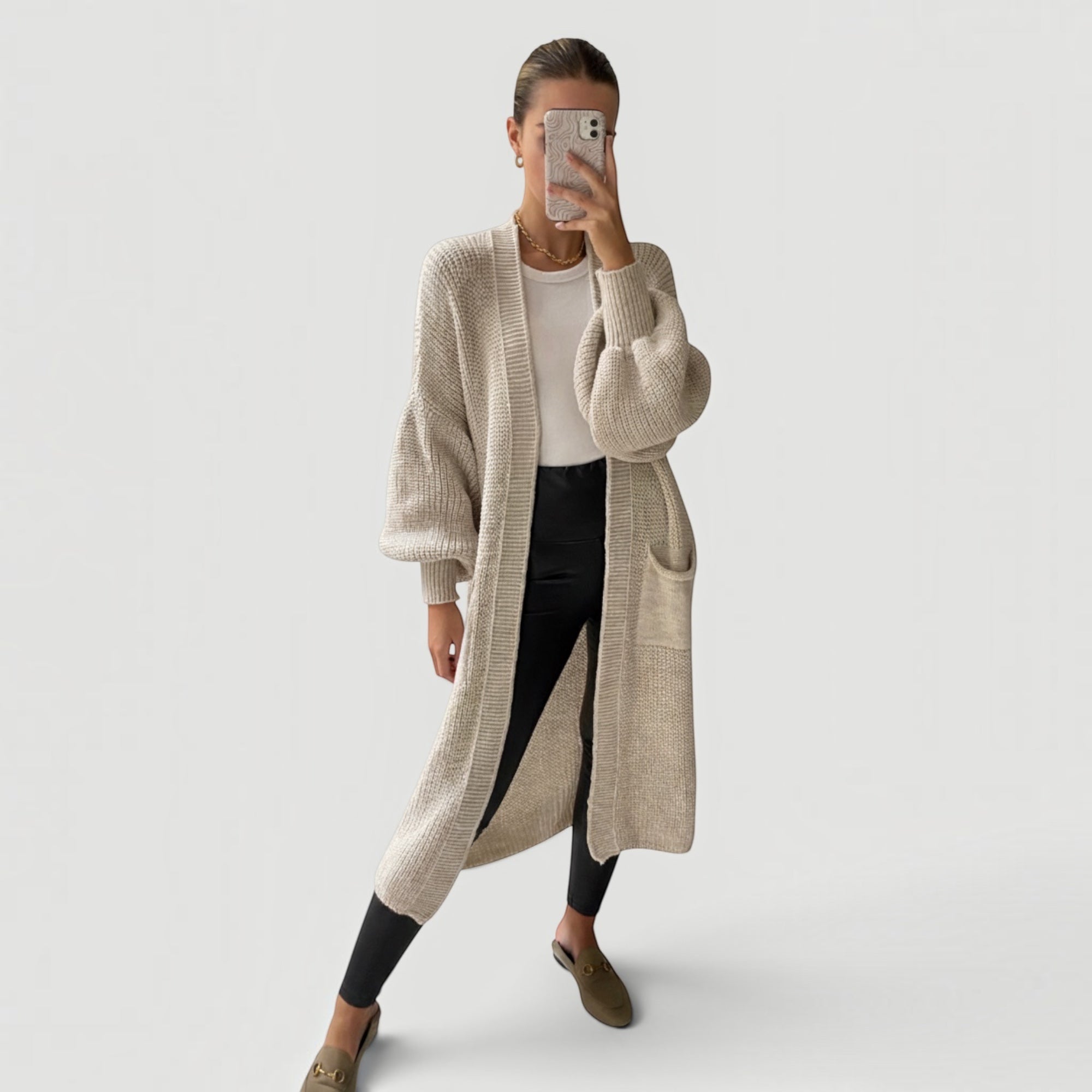 Cora | Women’s Soft Knit Longline Bell Sleeve Layering Cardigan
