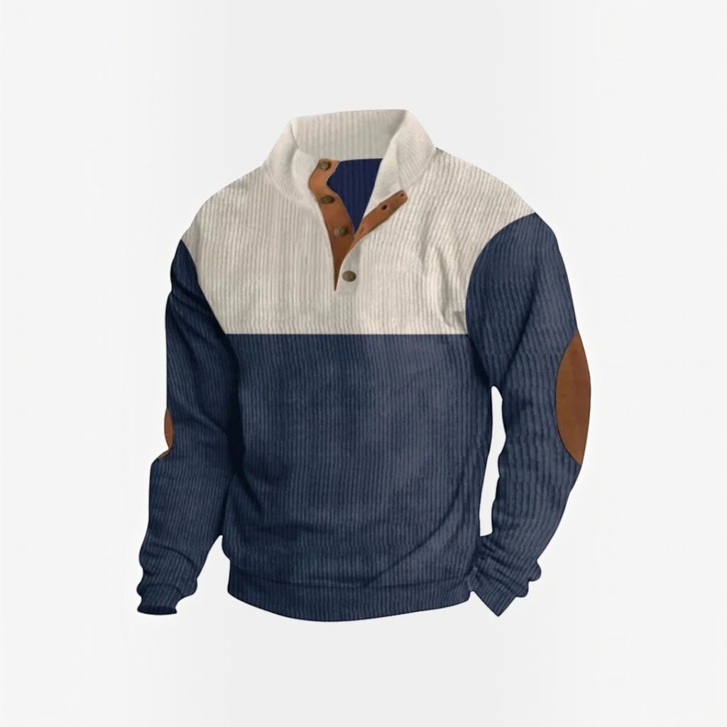 Ellmont London | Men's Corduroy Knit Sweater Cardigan Long Sleeve Pullover