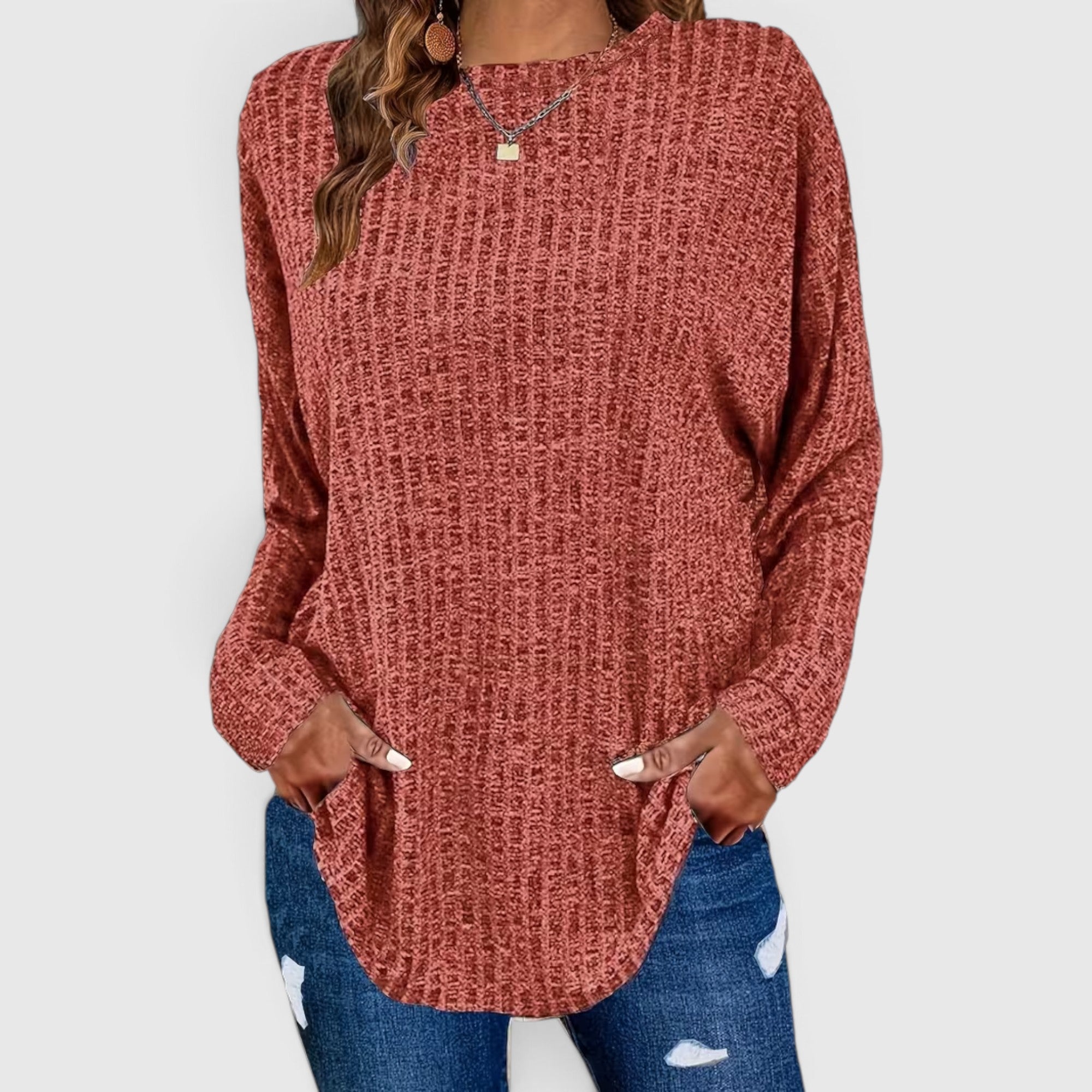 Lola | Women's Plus Size Crewneck Sweater – Relaxed Fit Long Sleeve Casual Top