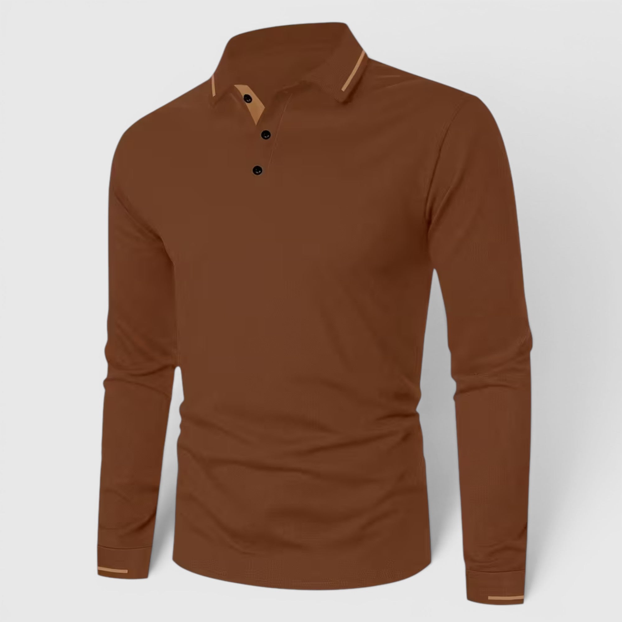 Isaac | Men's Casual Polo Shirt Long Sleeve Rib-Knit Everyday Wear