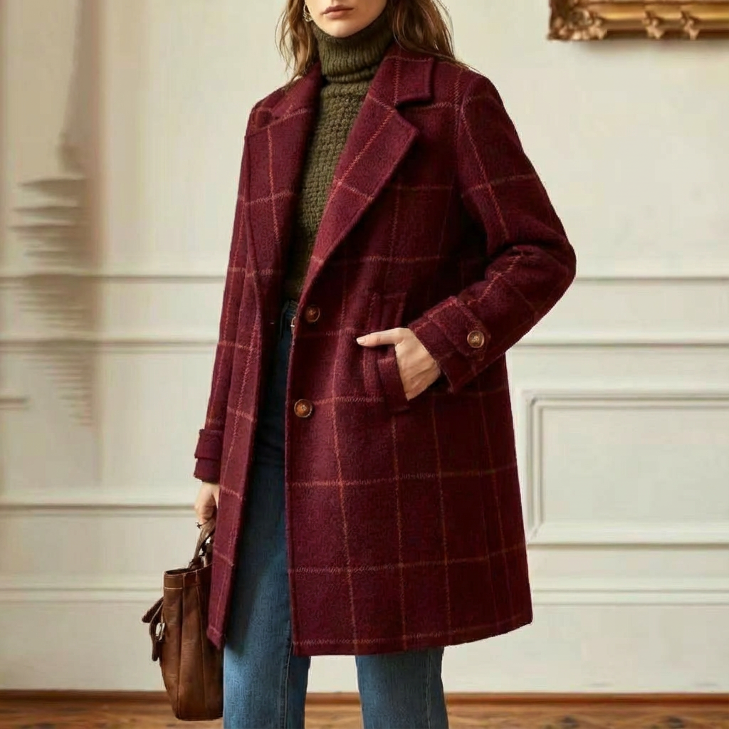 Women's Wool Check Coat