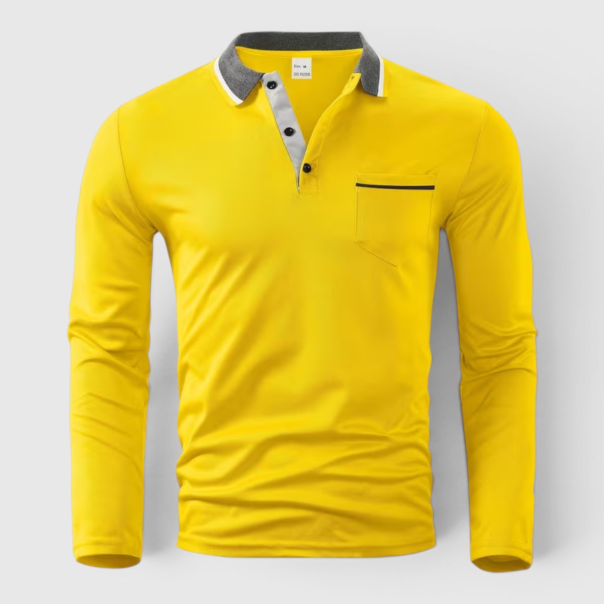 Ellmont London | Men's Long Sleeve Polo Shirt Contrast Collar Regular Fit Button Up