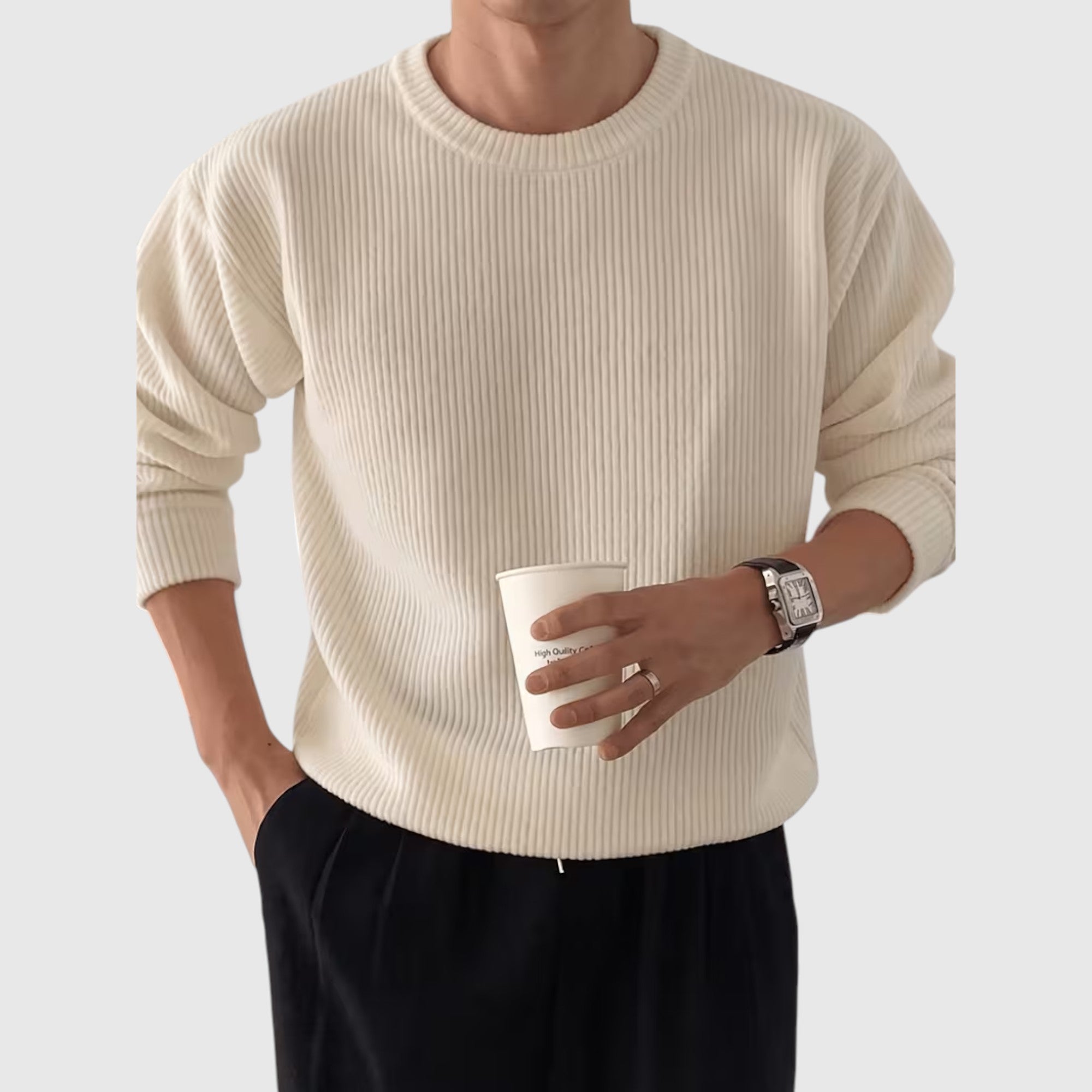 Liam | Men's Crewneck Sweater Loose Fit Everyday Knit Sweatshirt