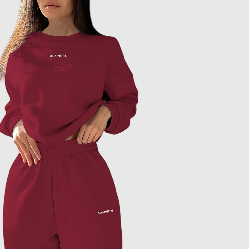 Hazel | Women's Loose Fit Embroidered Tracksuit Two-Piece Lounge Set