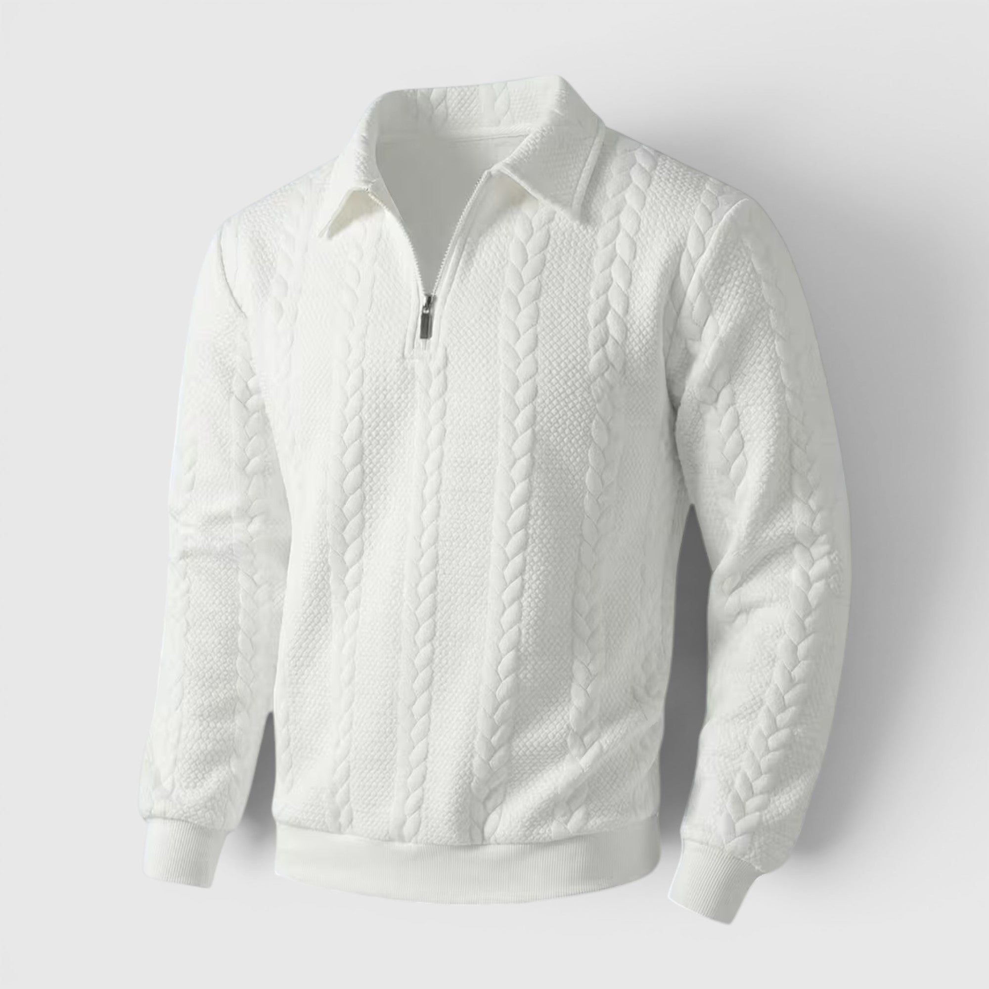 Zachary | Men's Long Sleeve Polo Textured Knit Regular Fit Sweatshirt
