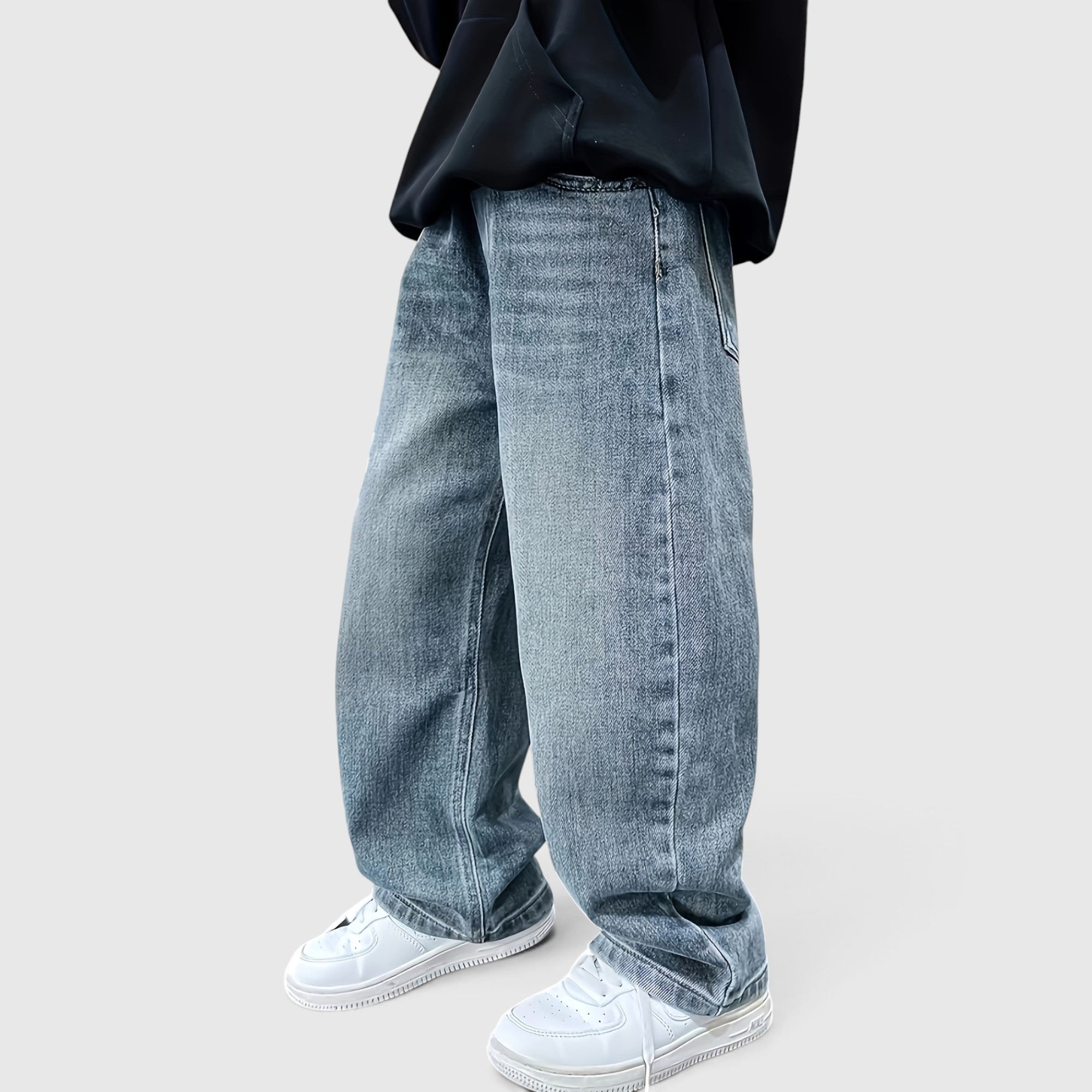 Gareth | Boys' Baggy Cargo Jeans Mid Waist Loose Fit Long Trousers