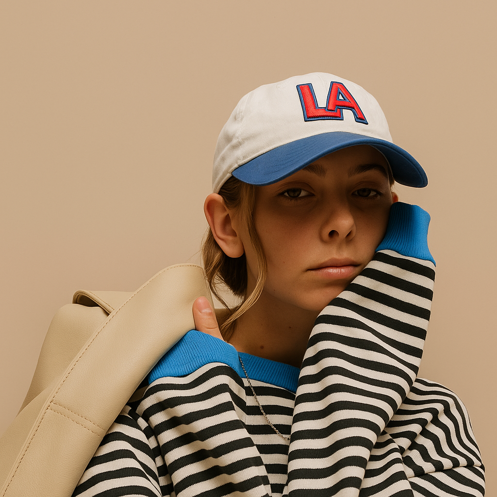 Sofia | Oversized Striped Sweatshirt with Contrast Trim and Drop Shoulders - Blue & Black detail