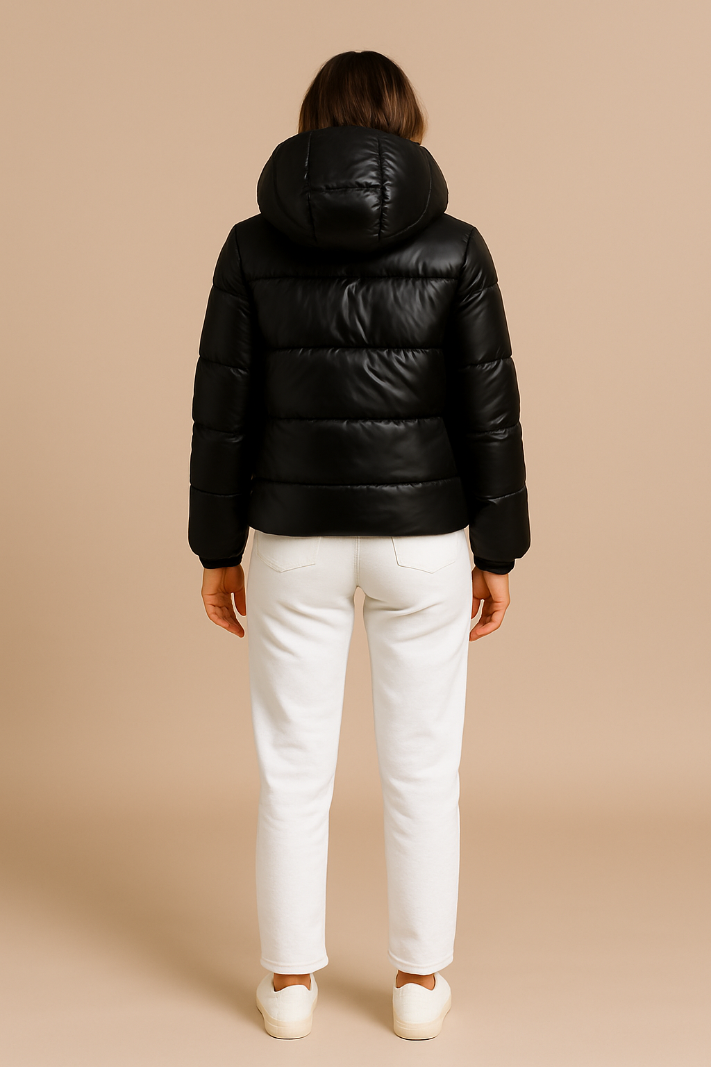 Chloe | Women's Hooded Puffer Jacket | Lightweight Quilted Winter Coat | Warm Insulated Jacket - Black back