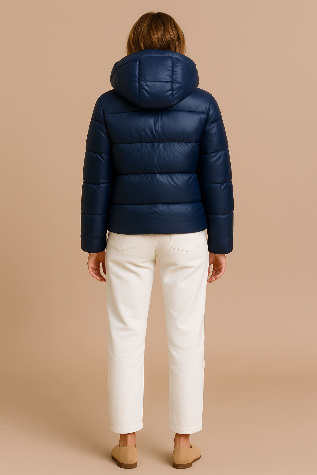 Chloe | Women's Hooded Puffer Jacket | Lightweight Quilted Winter Coat | Warm Insulated Jacket - Navy back