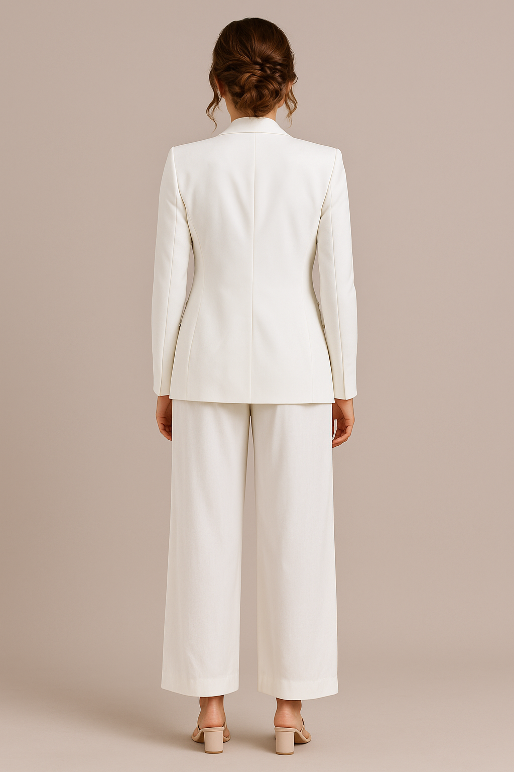 Freya | Women's Elegant Double-Breasted Blazer with Gold Buttons – Timeless Tailored Jacket - White back