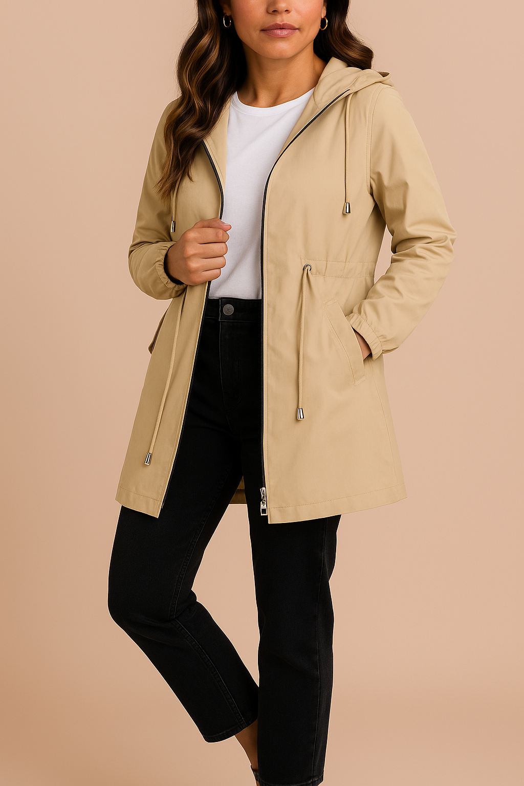 Grace | Women's Lightweight Waterproof Rain Coat with Hood - Beige