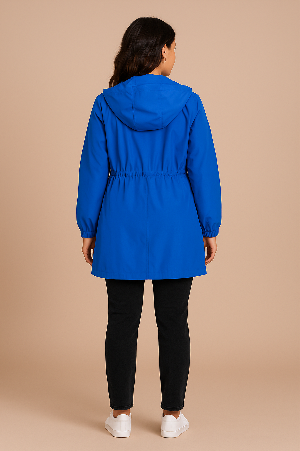 Grace | Women's Lightweight Waterproof Rain Coat with Hood - Blue back