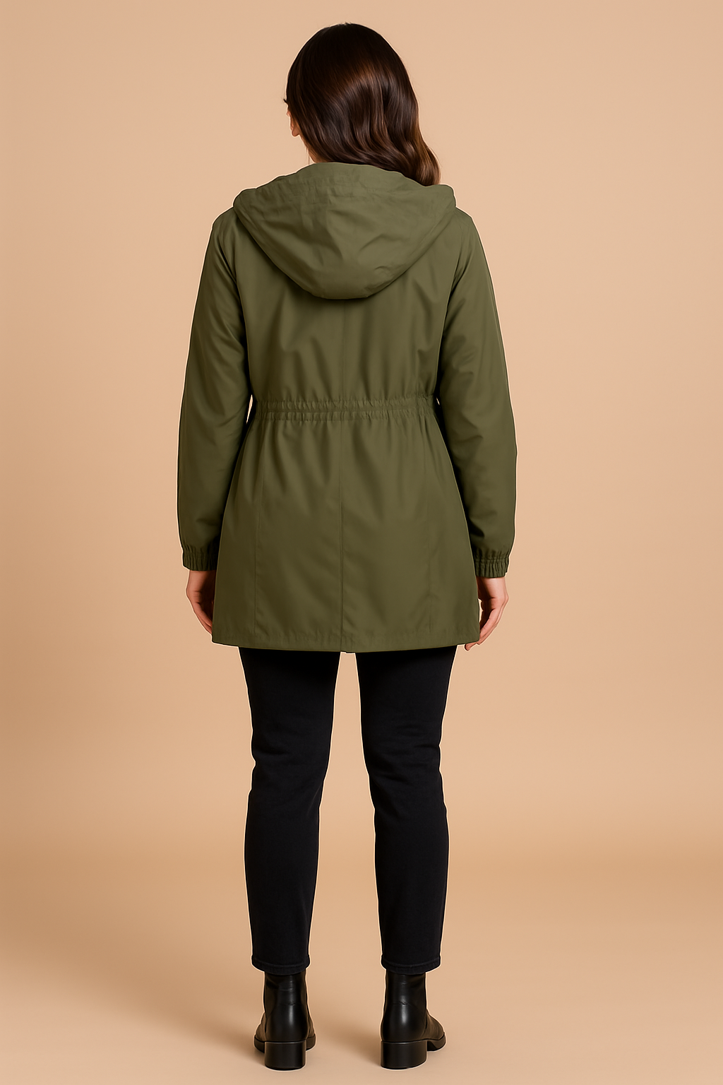 Grace | Women's Lightweight Waterproof Rain Coat with Hood - Green back