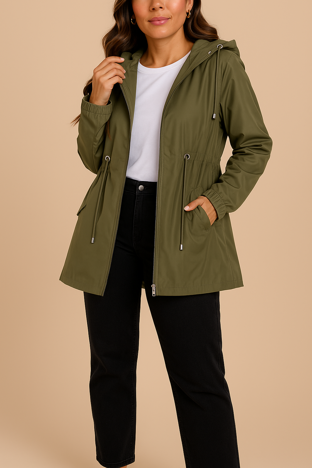 Grace | Women's Lightweight Waterproof Rain Coat with Hood - Green