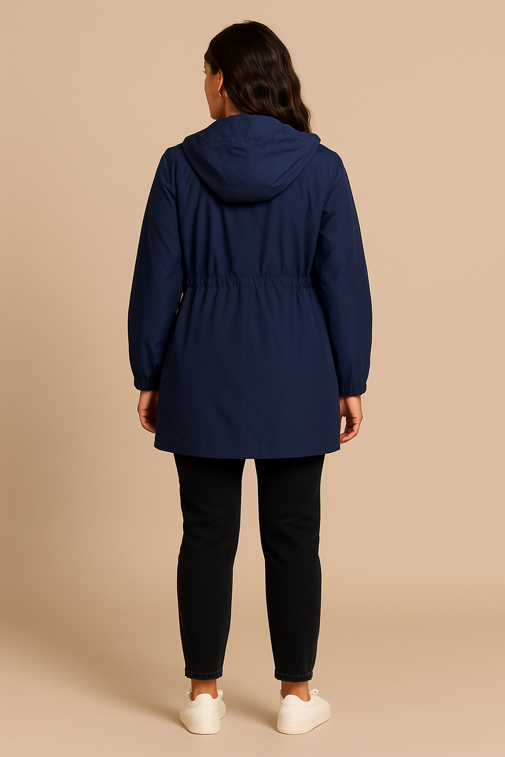 Grace | Women's Lightweight Waterproof Rain Coat with Hood - Navy back