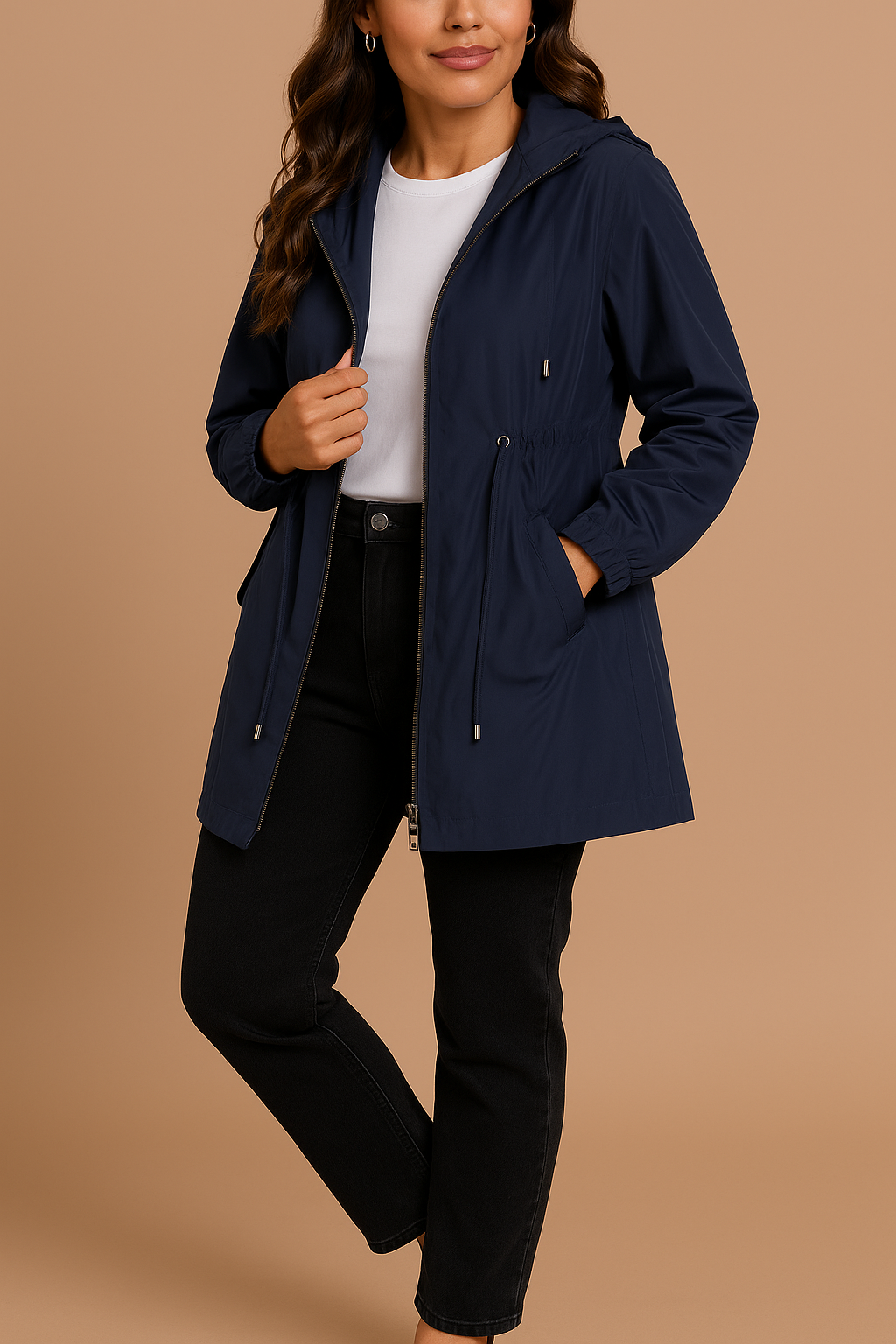 Grace | Women's Lightweight Waterproof Rain Coat with Hood - Navy