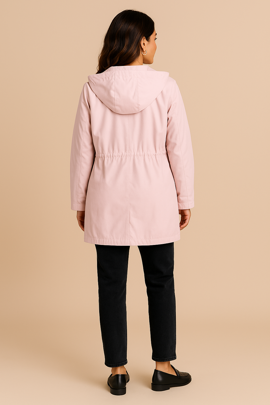 Grace | Women's Lightweight Waterproof Rain Coat with Hood - Pink back