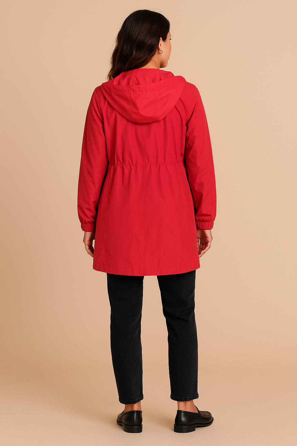 Grace | Women's Lightweight Waterproof Rain Coat with Hood - Red back