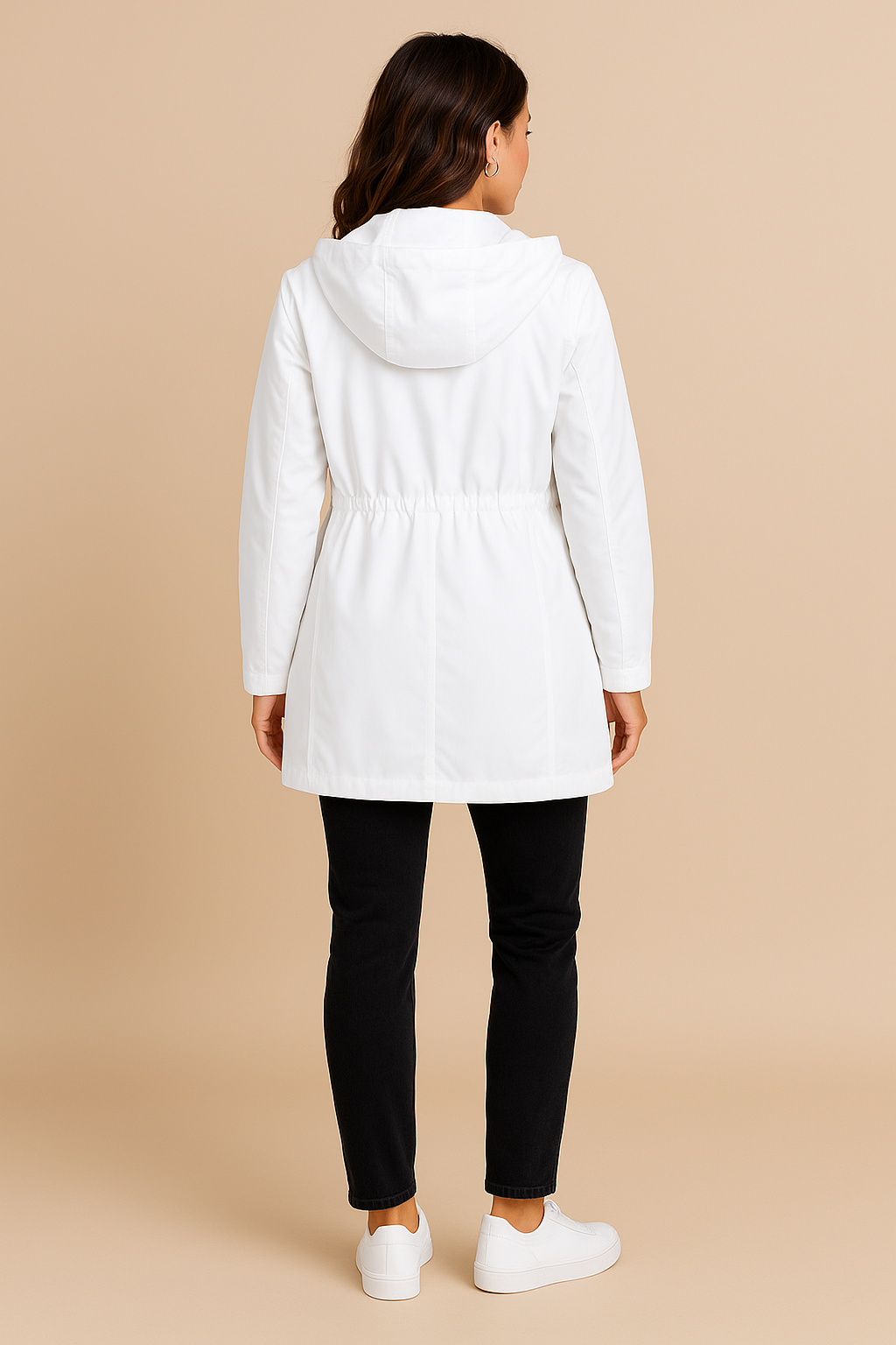 Grace | Women's Lightweight Waterproof Rain Coat with Hood - White back