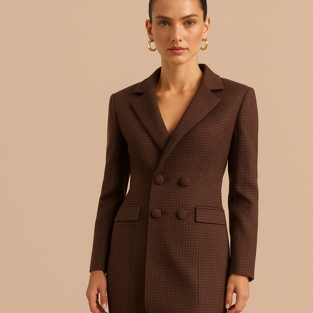 Ivy | Brown Long Sleeve Blazer Mini Dress - default detail