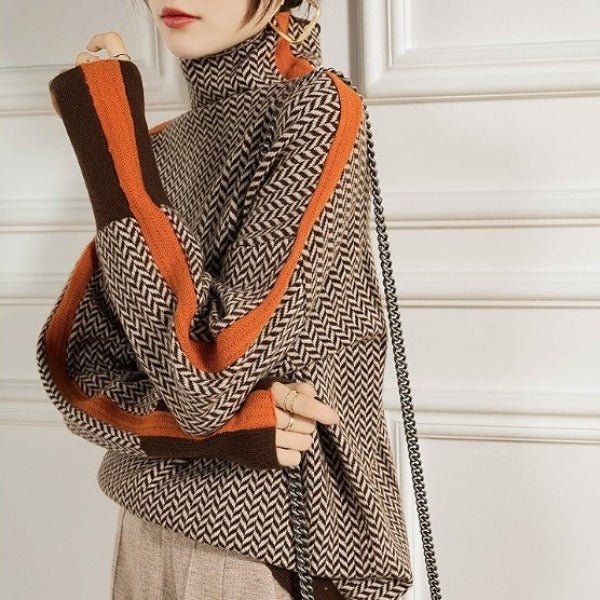 Amelia | Modern Striped High-Neck Sweater