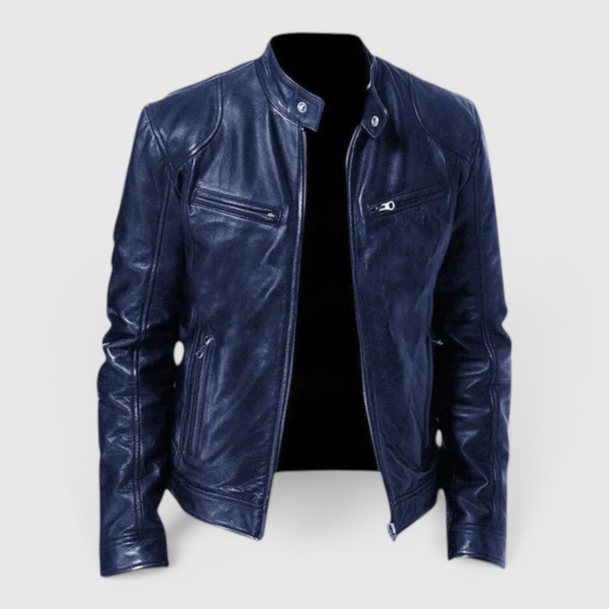 Simon | Men's Leather Jacket Premium Leather Zip Front Classic Fit
