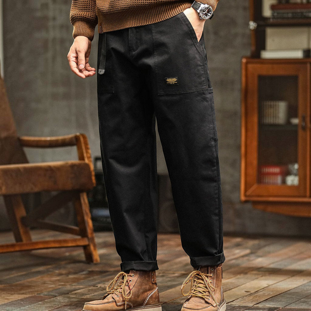 Hugo | Men's Cotton Cargo Pants Multi-Pocket Relaxed Work Casual Pants