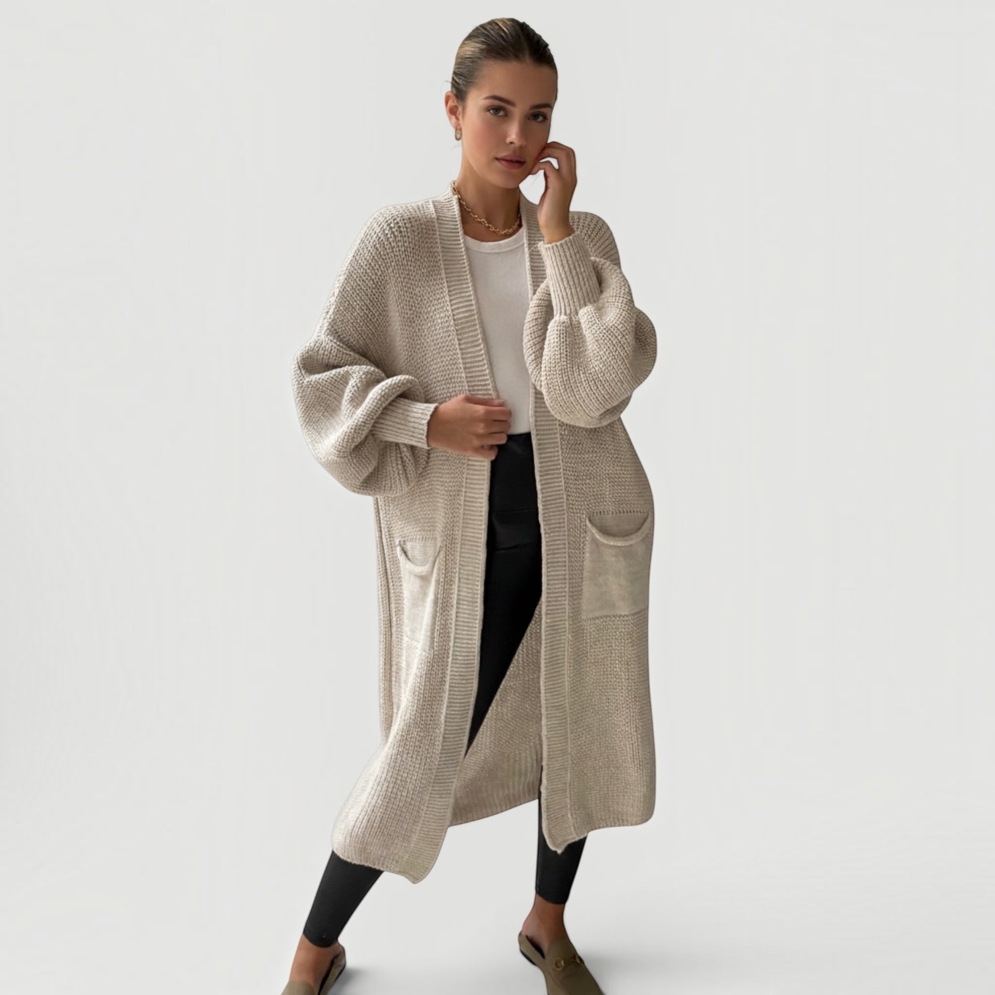 Cora | Women’s Soft Knit Longline Bell Sleeve Layering Cardigan