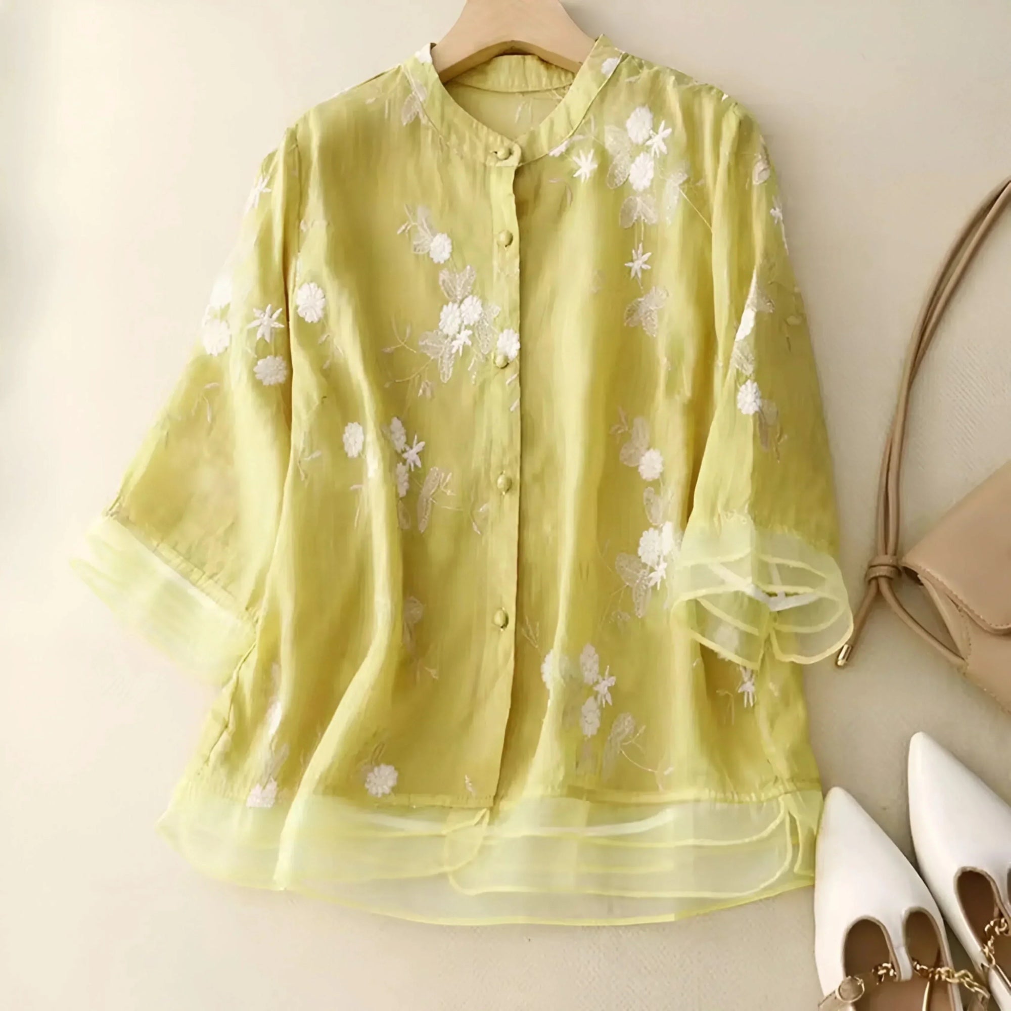 Ellmont London | Women's Relaxed Fit Cotton Summer Blouse with Embroidery
